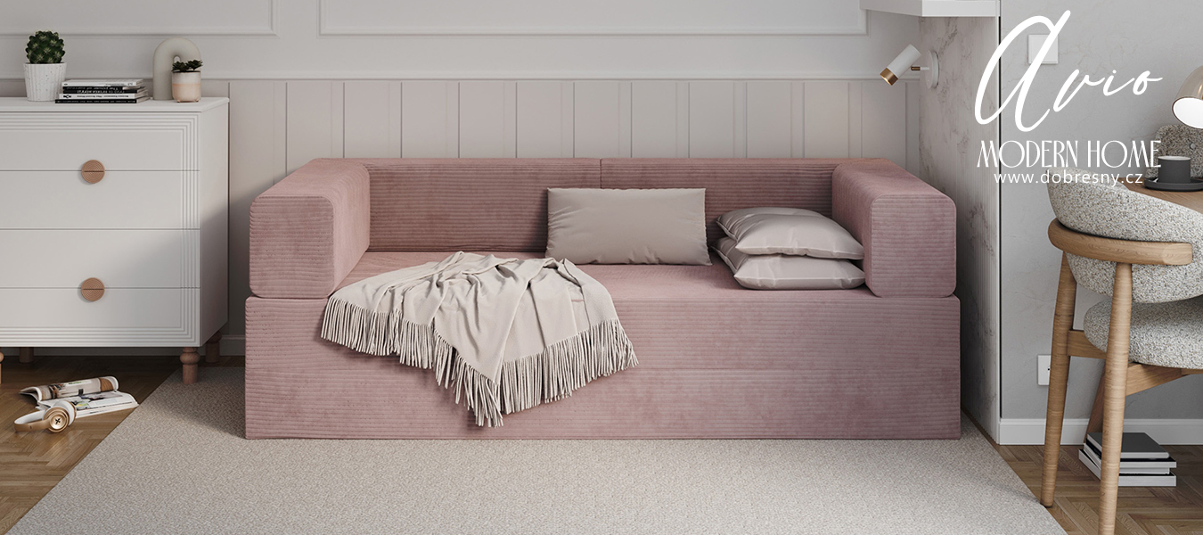 Rozkládací pohovka AVIO RŮŽOVÁ SZTRUKS 200x200