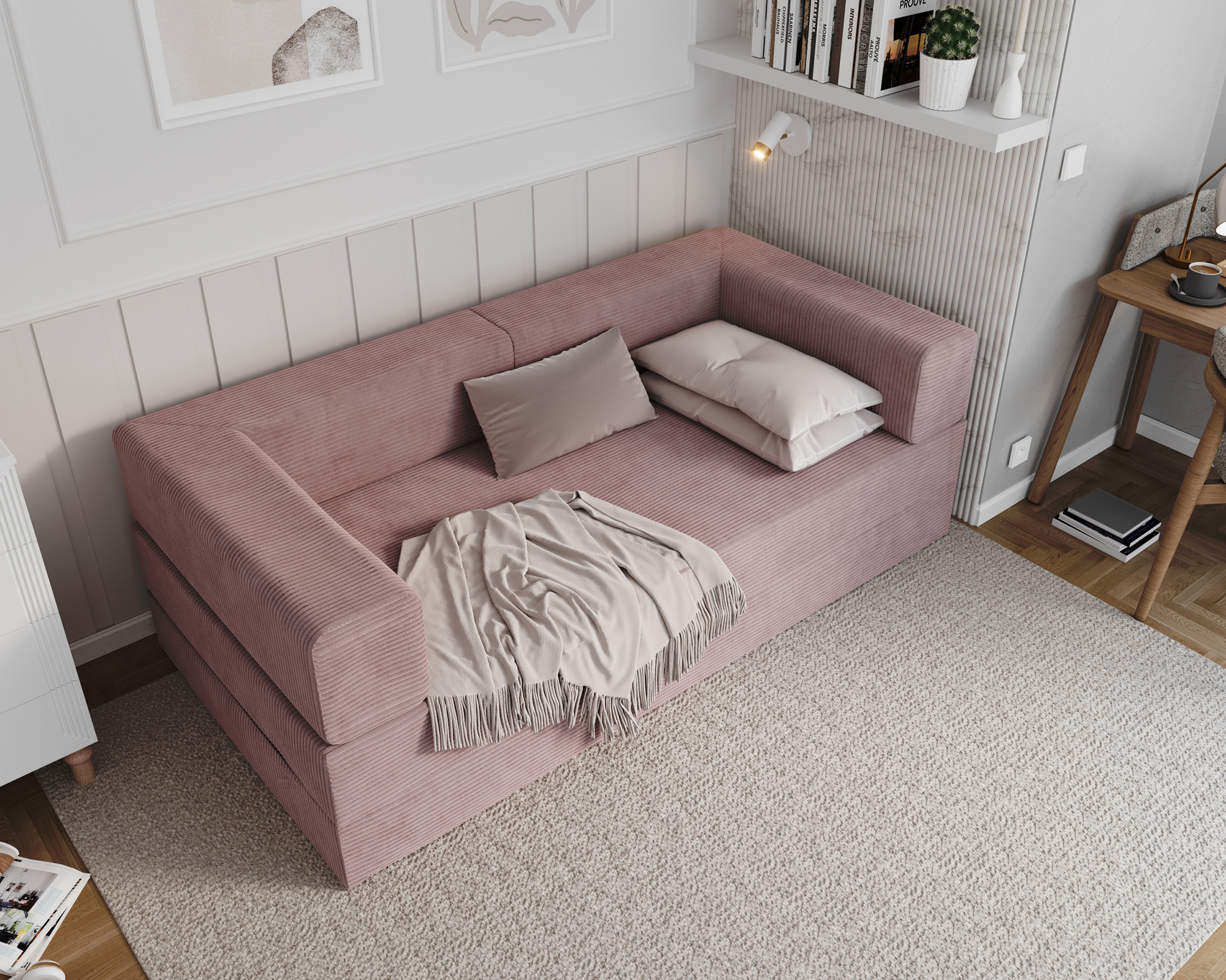 Rozkládací pohovka AVIO RŮŽOVÁ SZTRUKS 200x200