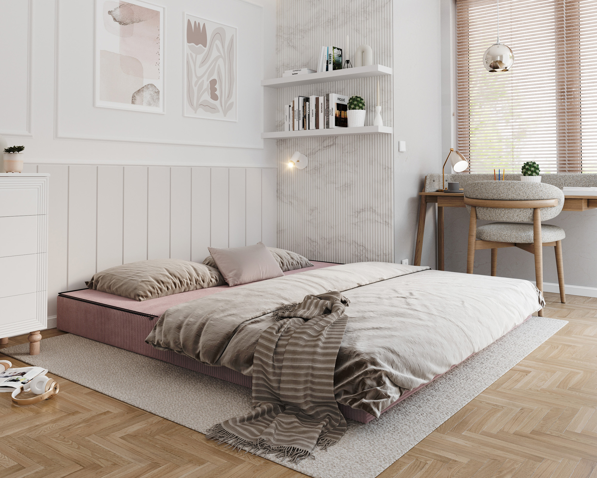 Rozkládací pohovka AVIO RŮŽOVÁ SZTRUKS 200x200