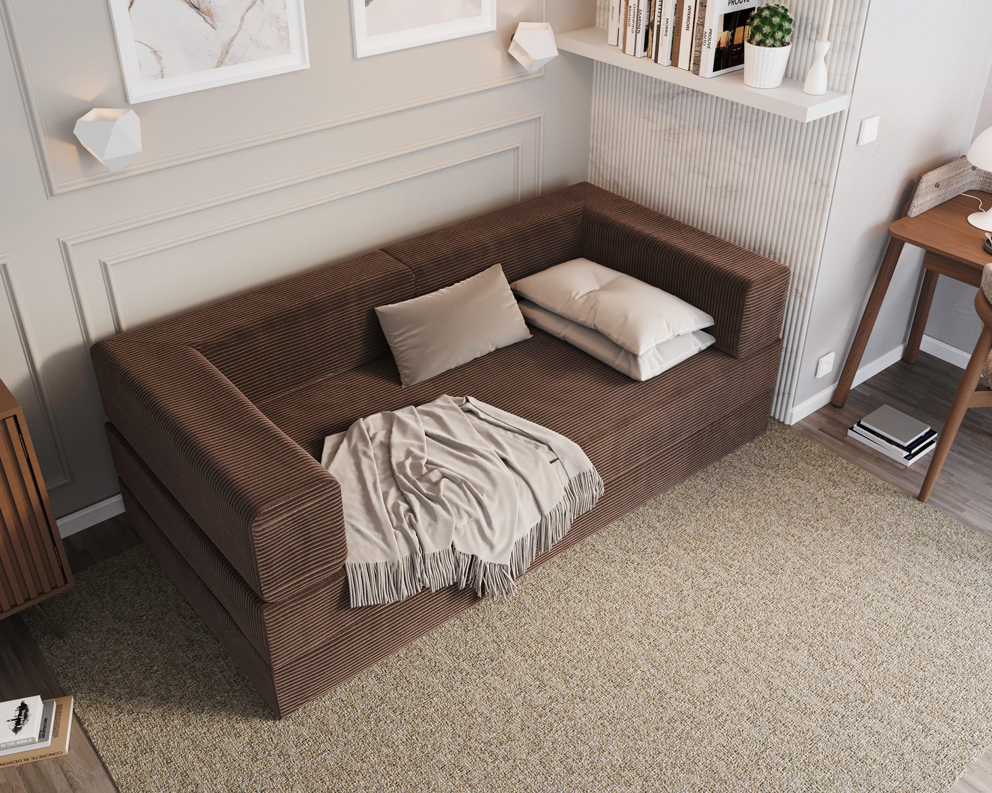 Rozkládací pohovka AVIO HNĚDÁ SZTRUKS 200x200