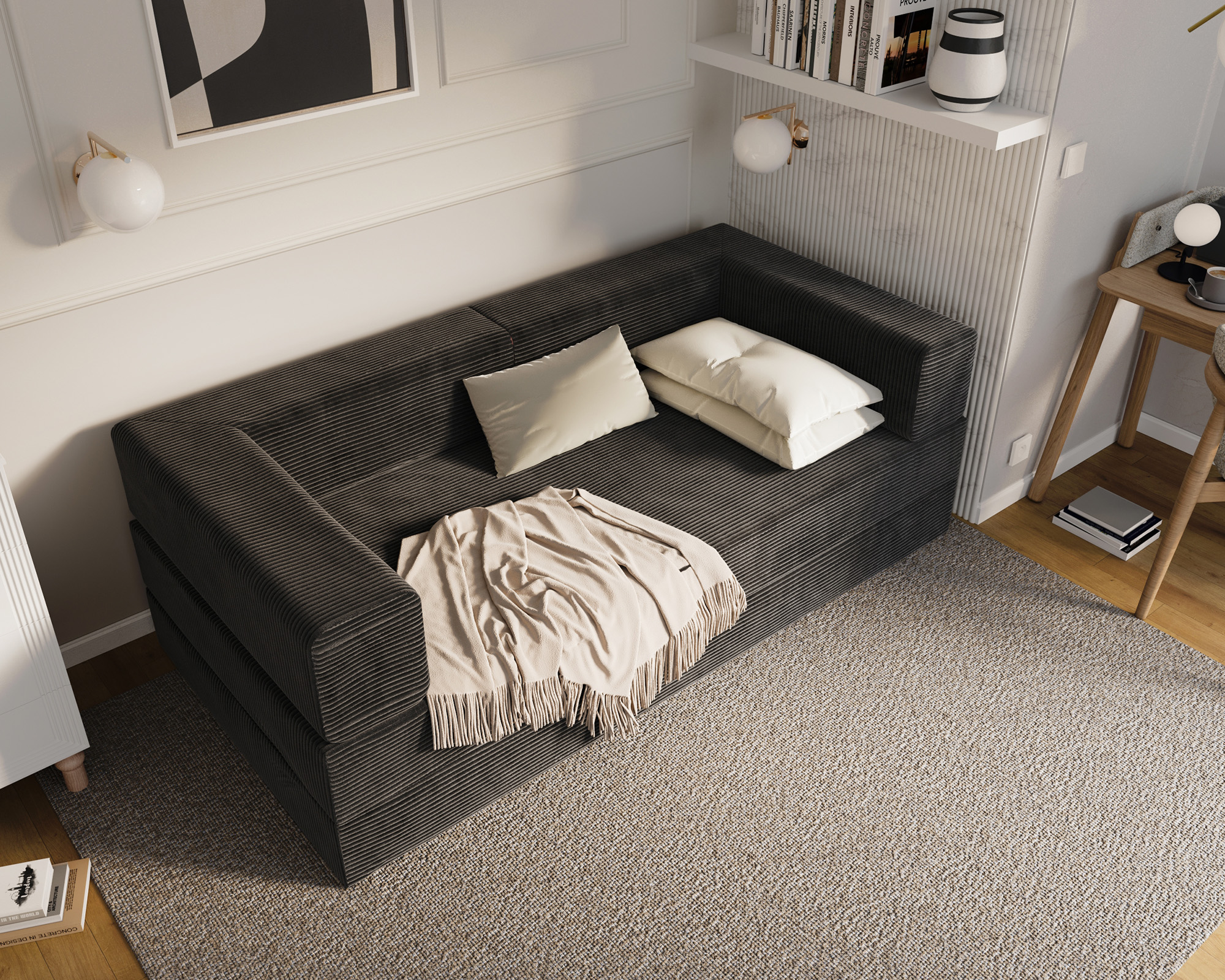 Rozkládací pohovka AVIO ČERNÁ SZTRUKS 200x200