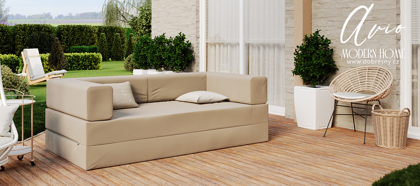 Rozkládací pohovka AVIO GARDEN BÉŽOVÁ voděodoná 200x200