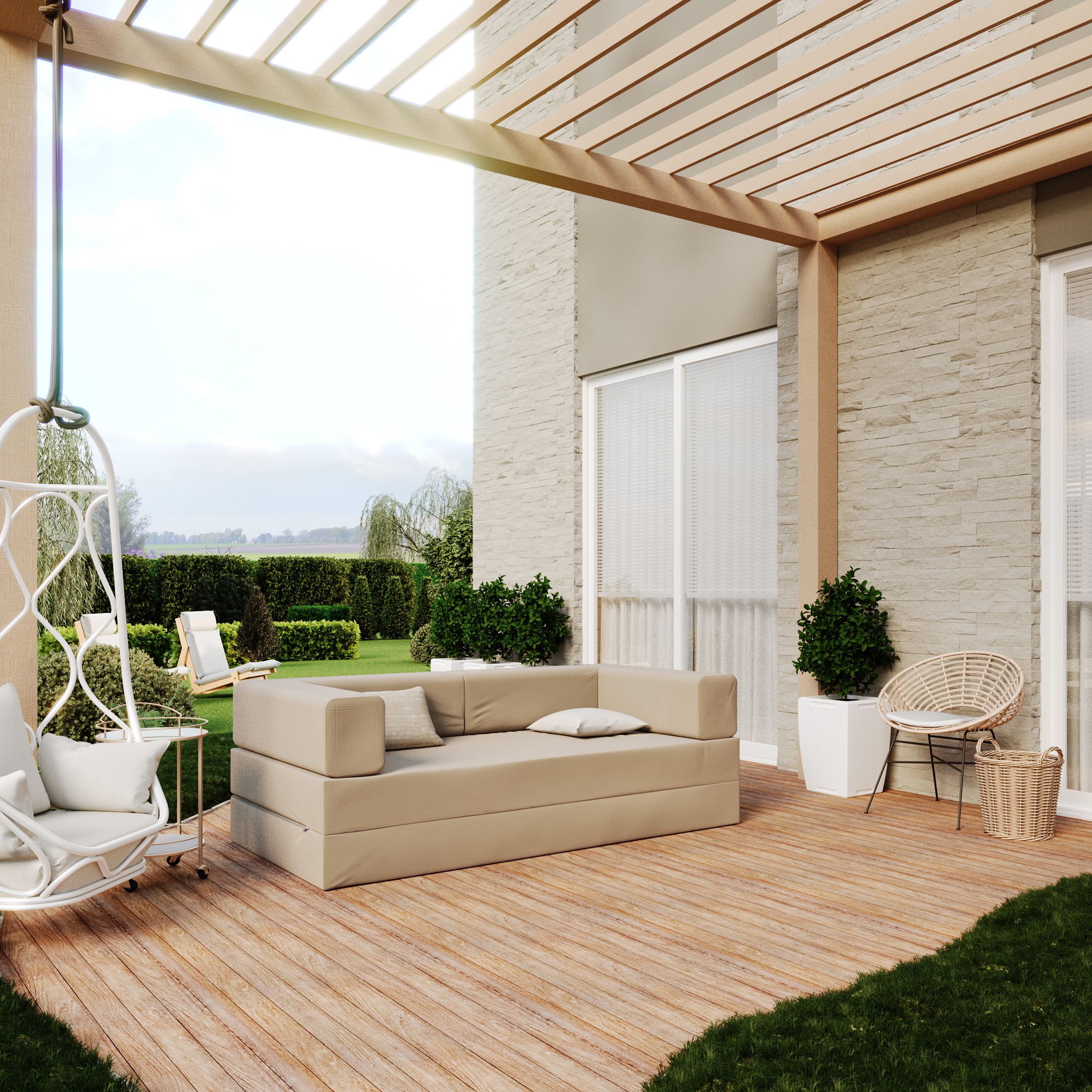 Rozkládací pohovka AVIO GARDEN BÉŽOVÁ voděodoná 200x200