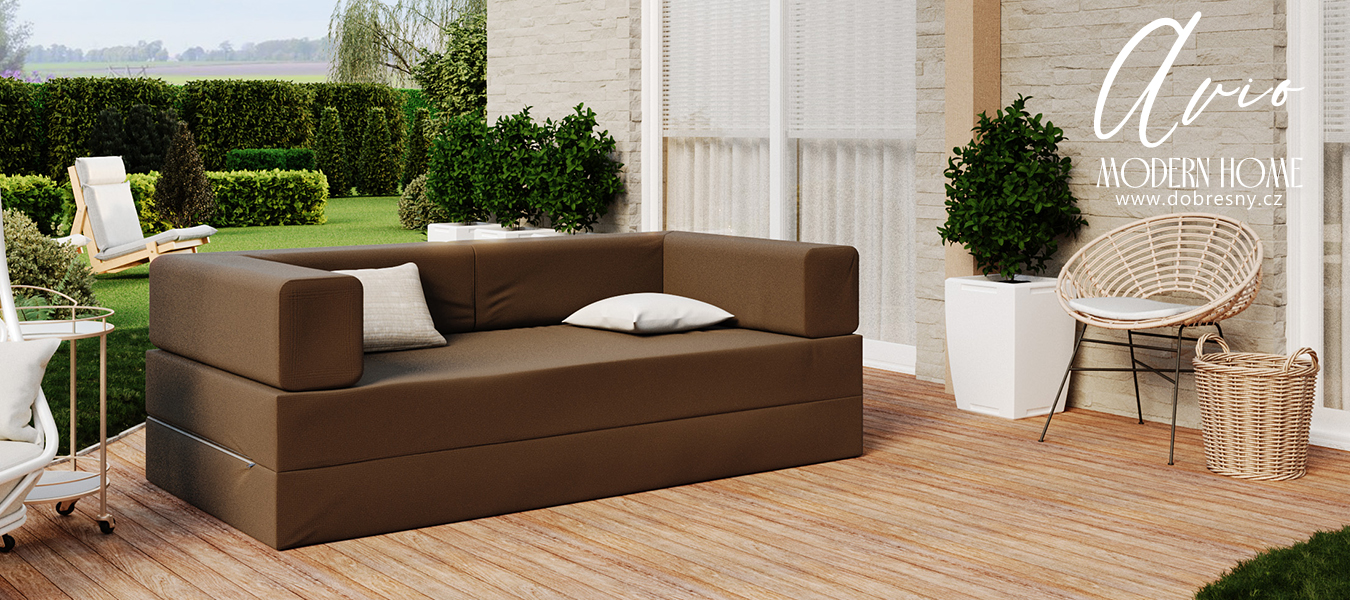 Rozkládací pohovka AVIO GARDEN HNĚDÁ voděodoná 200x200