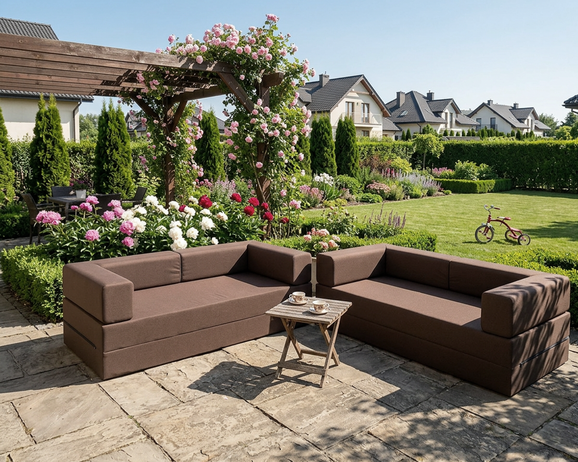 Rozkládací pohovka AVIO GARDEN HNĚDÁ voděodoná 200x200