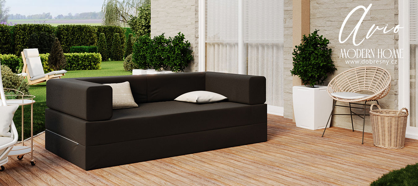 Rozkládací pohovka AVIO GARDEN ČERNÁ voděodoná 200x200