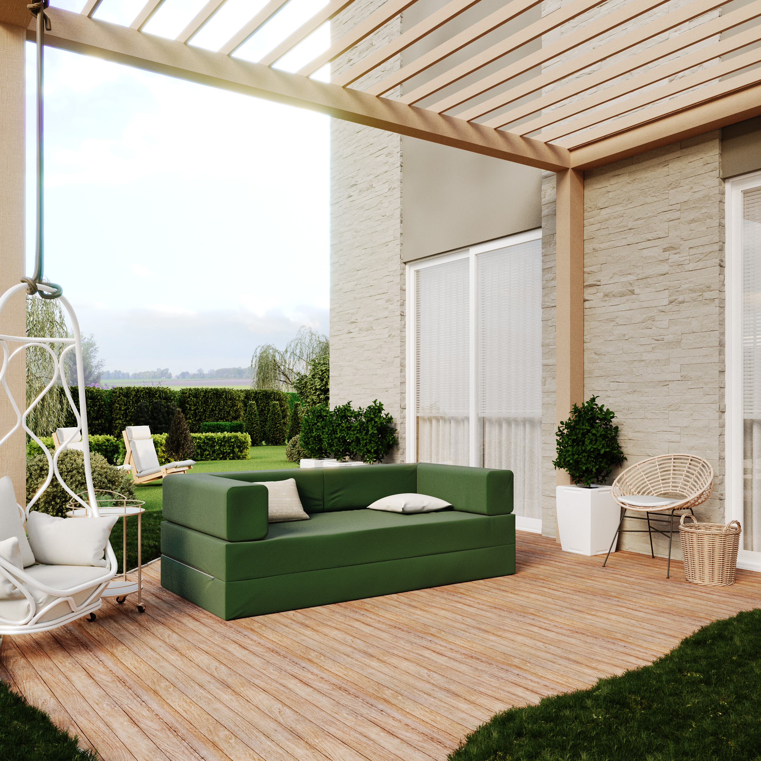 Rozkládací pohovka AVIO GARDEN ZELENÁ voděodoná 200x200