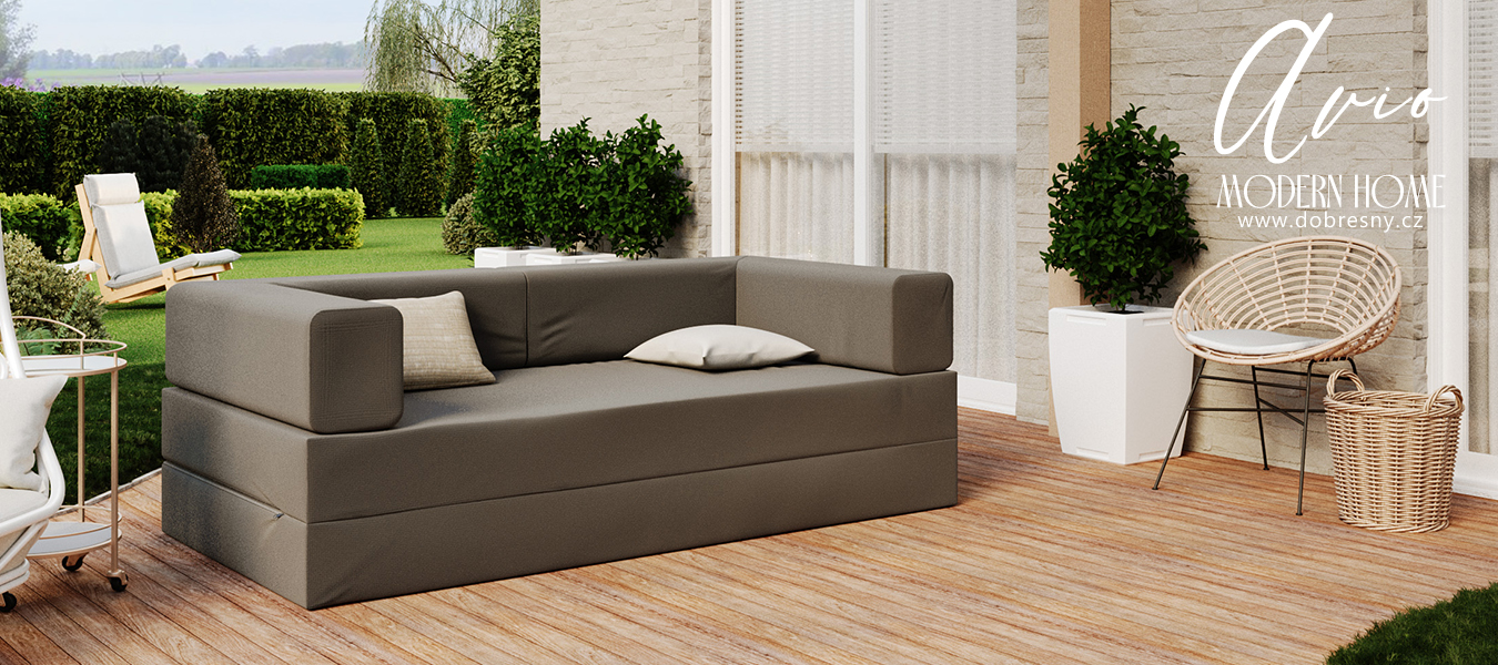 Rozkládací pohovka AVIO GARDEN TMAVĚ ŠEDÁ voděodoná 200x200