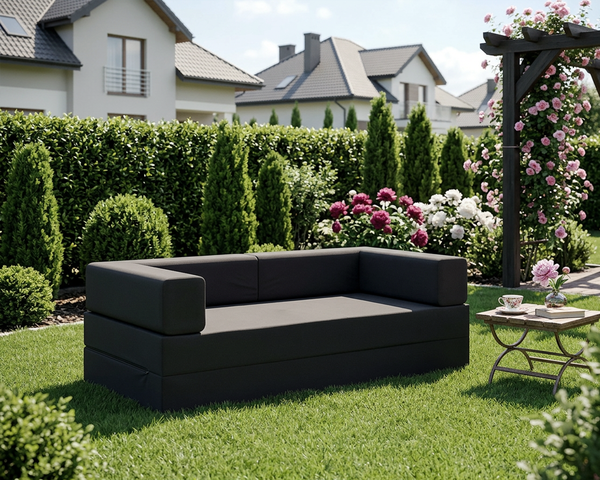 Rozkládací pohovka AVIO GARDEN TMAVĚ ŠEDÁ voděodoná 200x200