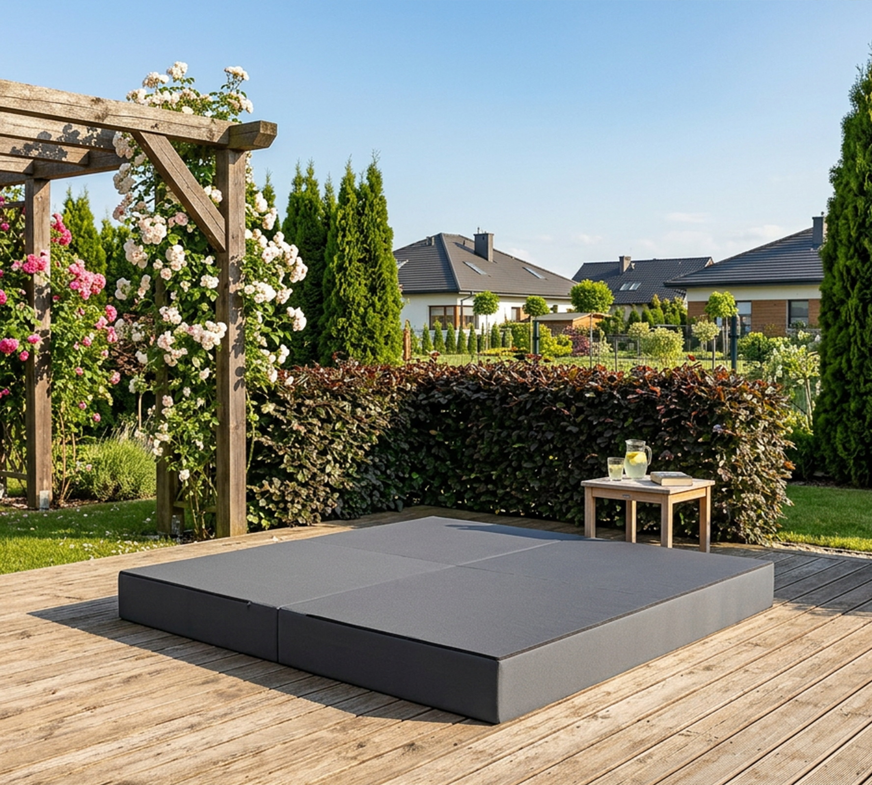 Rozkládací pohovka AVIO GARDEN TMAVĚ ŠEDÁ voděodoná 200x200