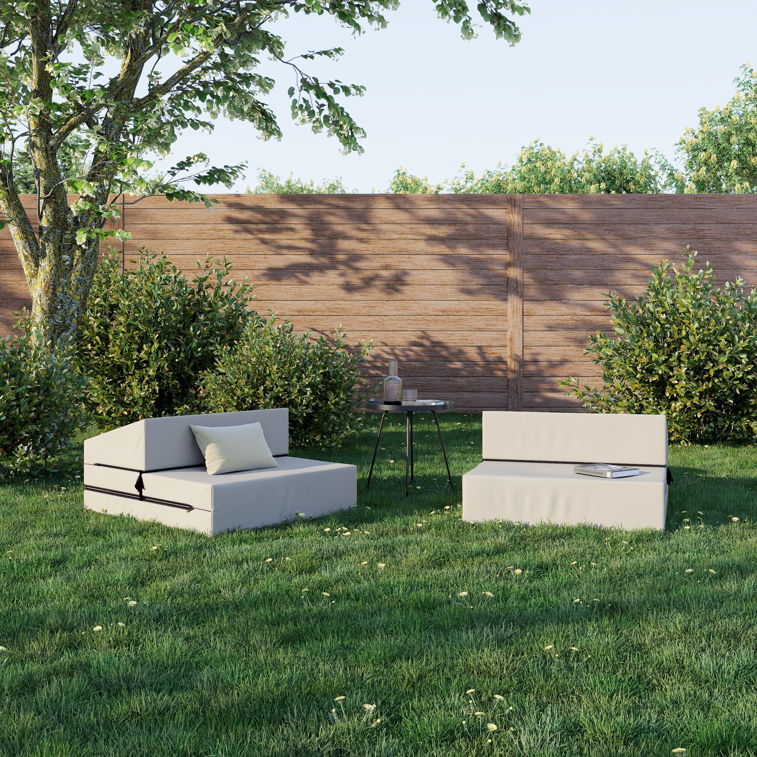 Rozkládací zahradní pohovka SUZI GARDEN BÉŽOVÁ voděodolná 70x200 výška 9 cm