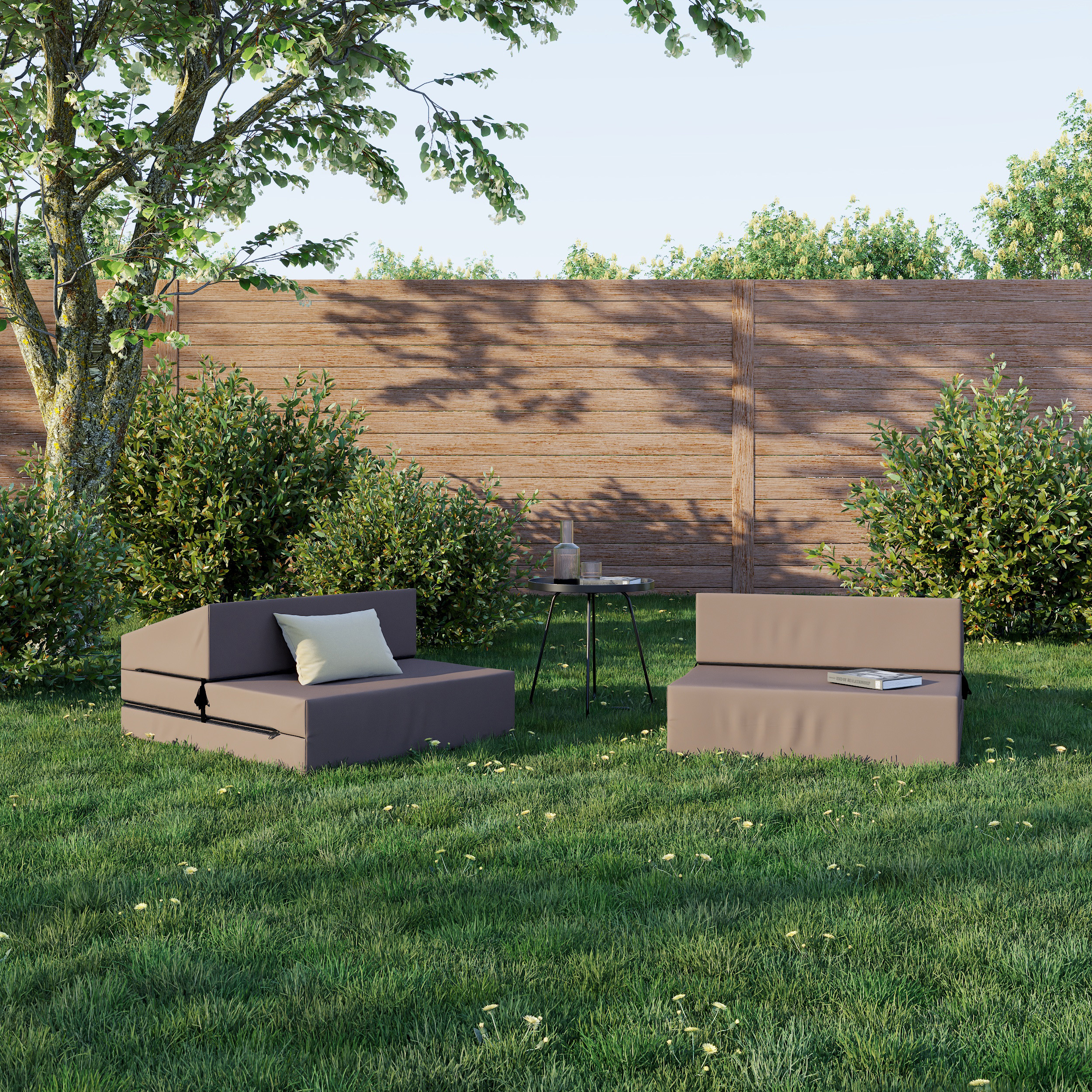 Rozkládací zahradní pohovka SUZI GARDEN HNĚDÁ voděodolná 70x200 výška 9 cm