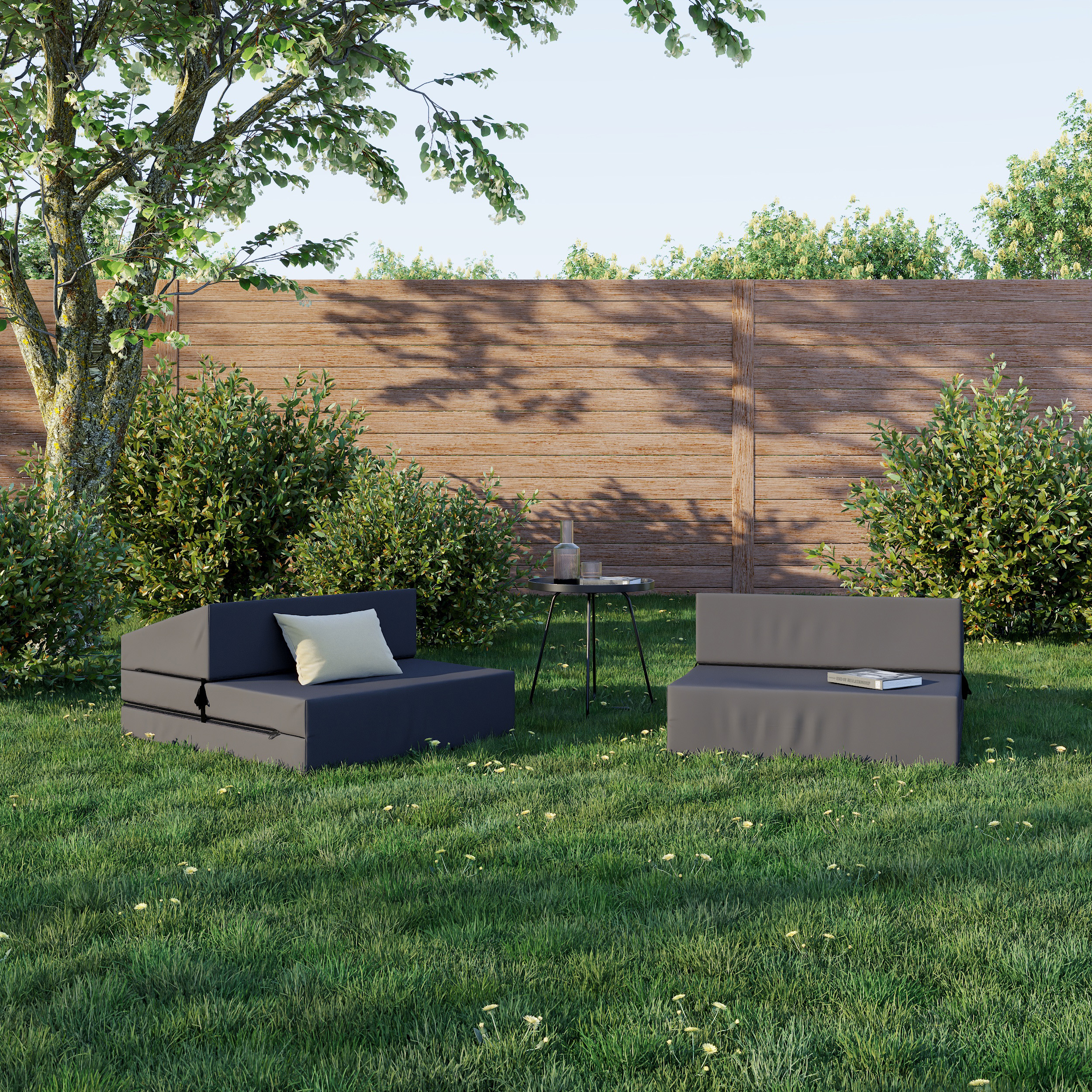 Rozkládací zahradní pohovka SUZI GARDEN ČERNÁ voděodolná 70x200 výška 9 cm