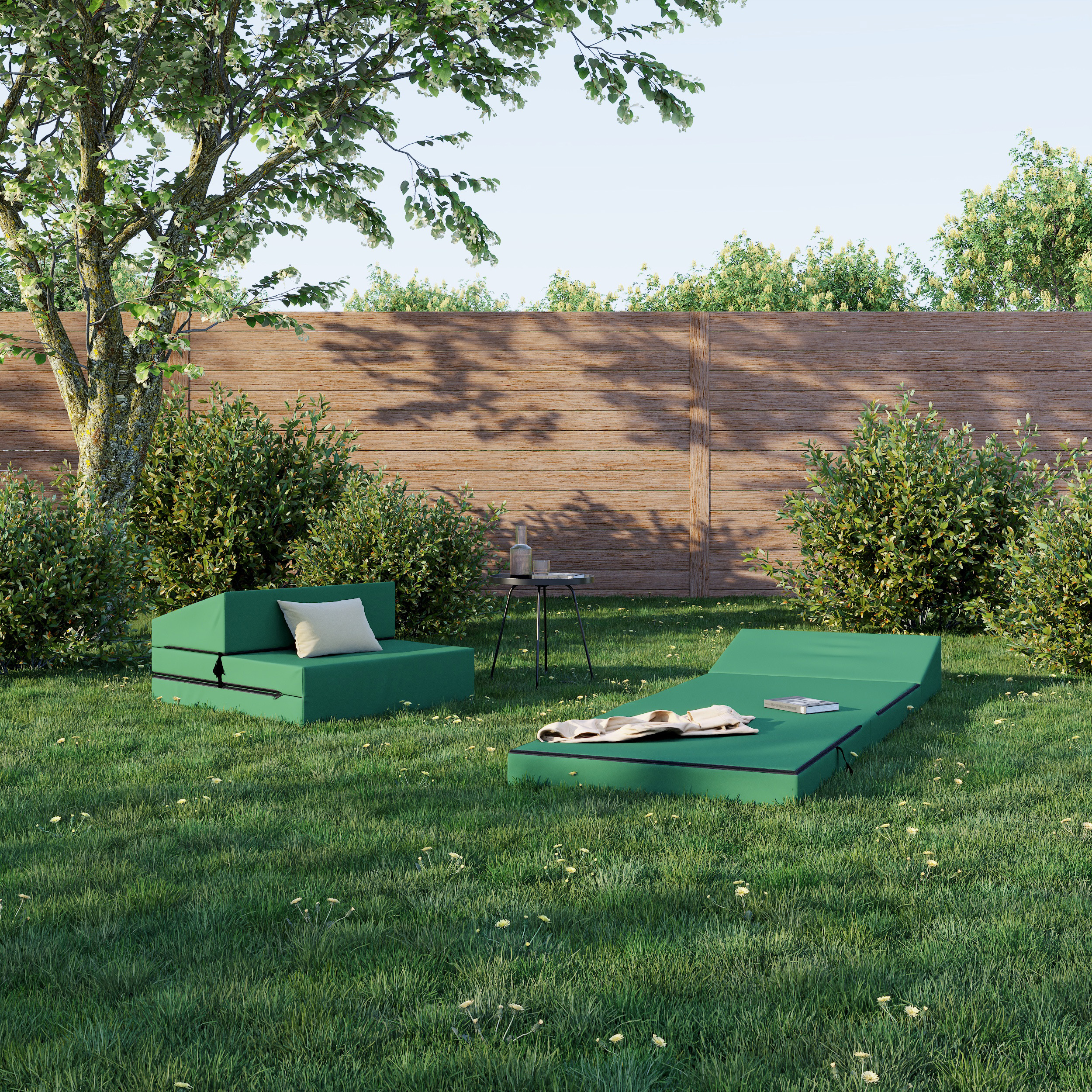 Rozkládací zahradní pohovka SUZI GARDEN ZELENÁ voděodolná 70x200 výška 9 cm