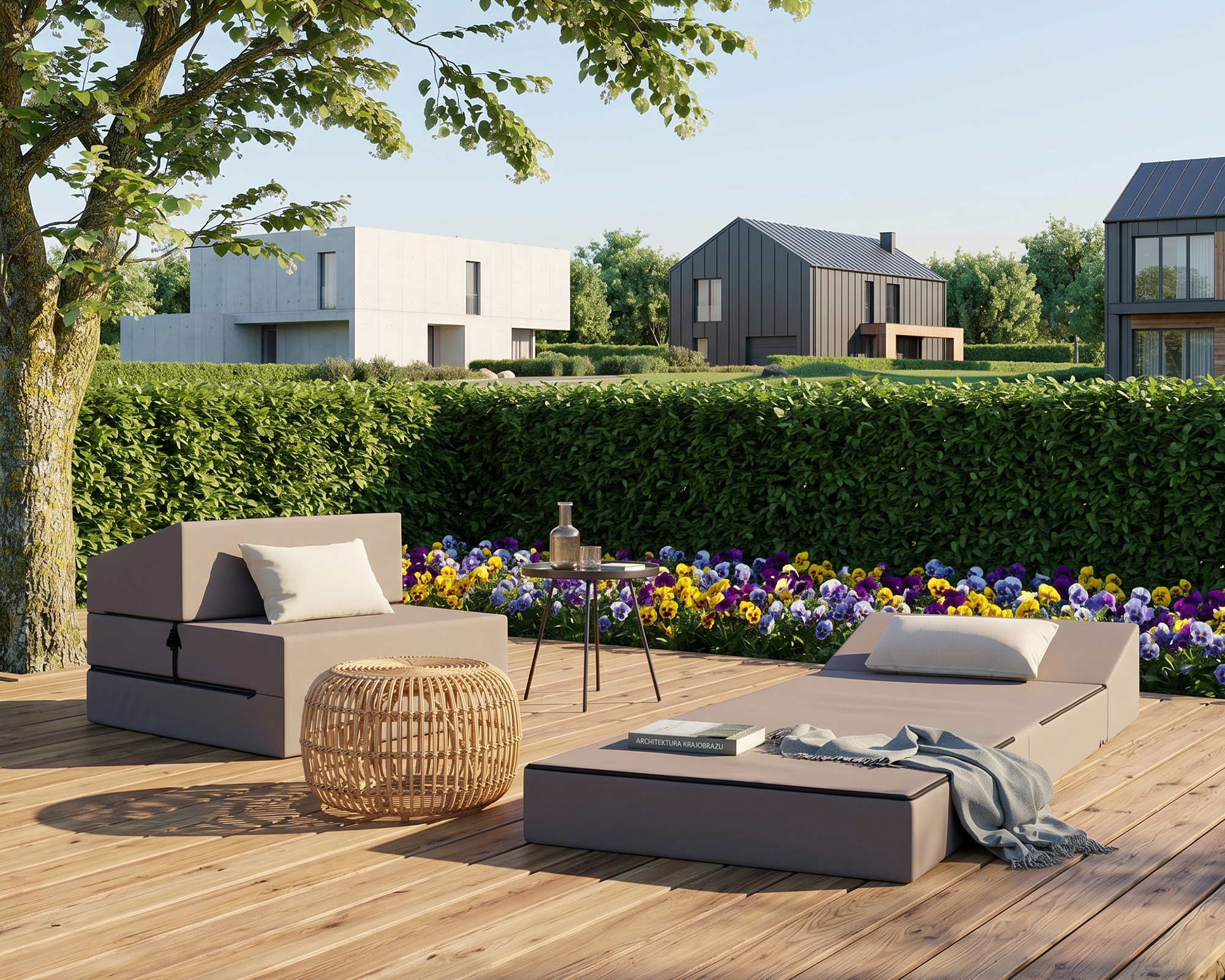 Rozkládací zahradní pohovka SUZI GARDEN BÉŽOVÁ voděodolná 70x200 výška 14 cm