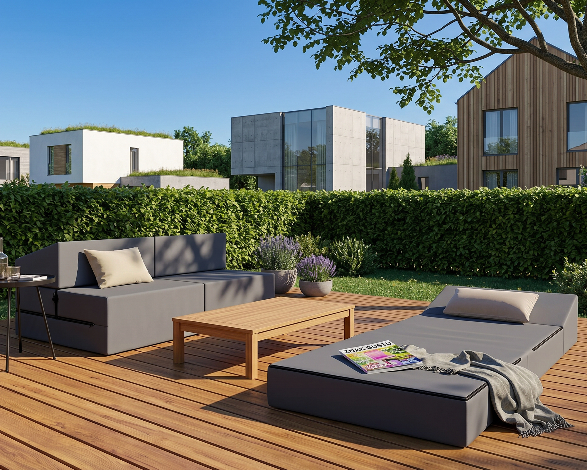 Rozkládací zahradní pohovka SUZI GARDEN ŠEDÁ voděodolná 70x200 výška 14 cm