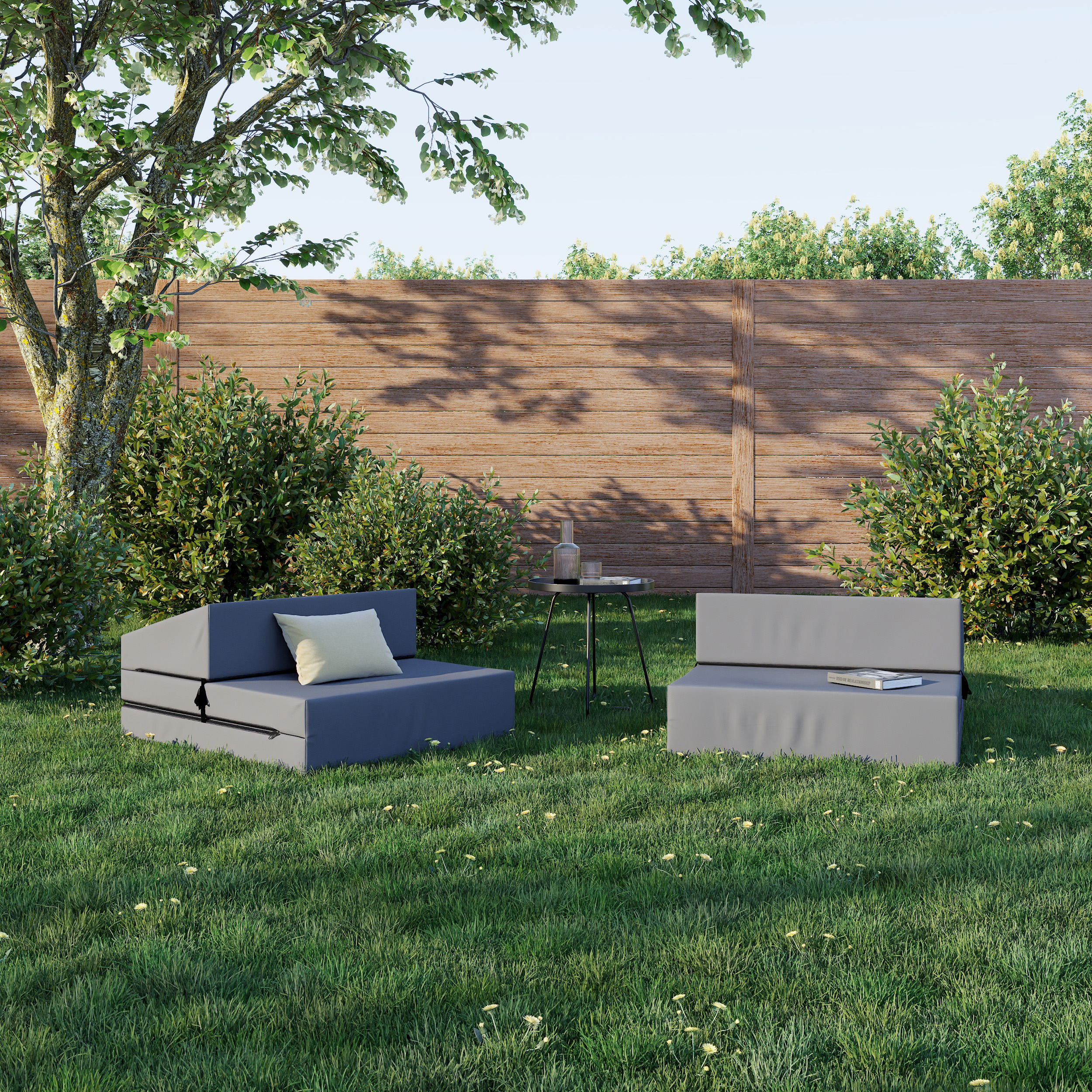 Rozkládací zahradní pohovka SUZI GARDEN ŠEDÁ voděodolná 70x200 výška 14 cm