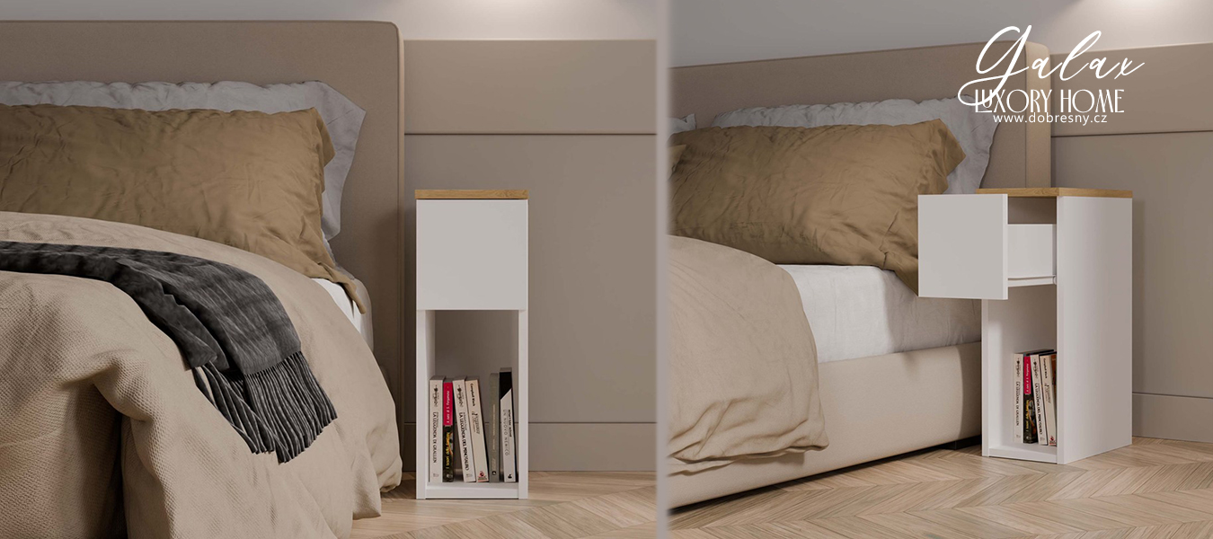 Noční stolek GALAX 20 BÍLÁ / DUB ARTISAN