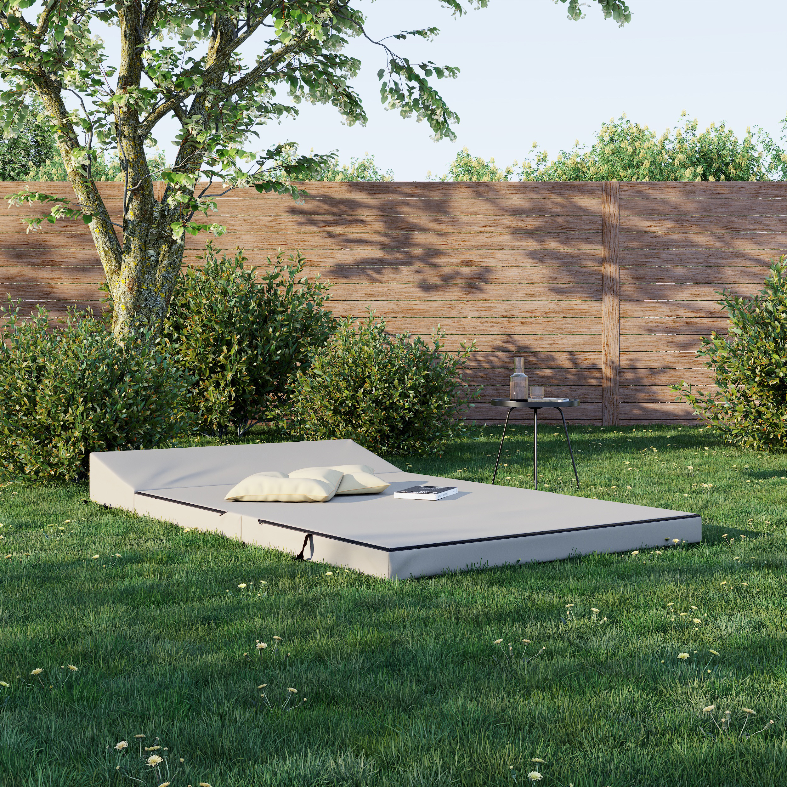 Rozkládací zahradní pohovka SUZI GARDEN BÉŽOVÁ voděodolná 120x200 výška 9 cm