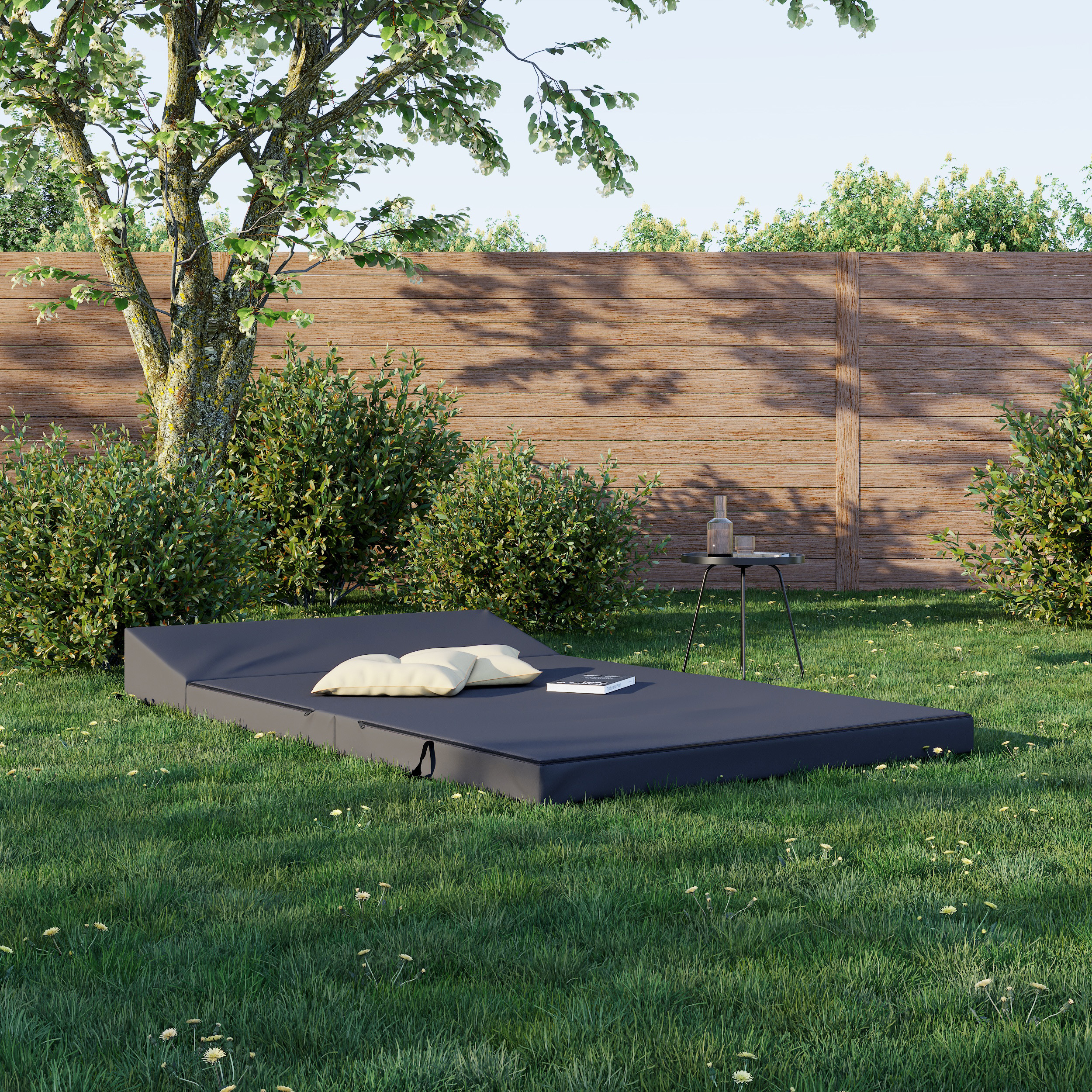 Rozkládací zahradní pohovka SUZI GARDEN ČERNÁ voděodolná 120x200 výška 9 cm