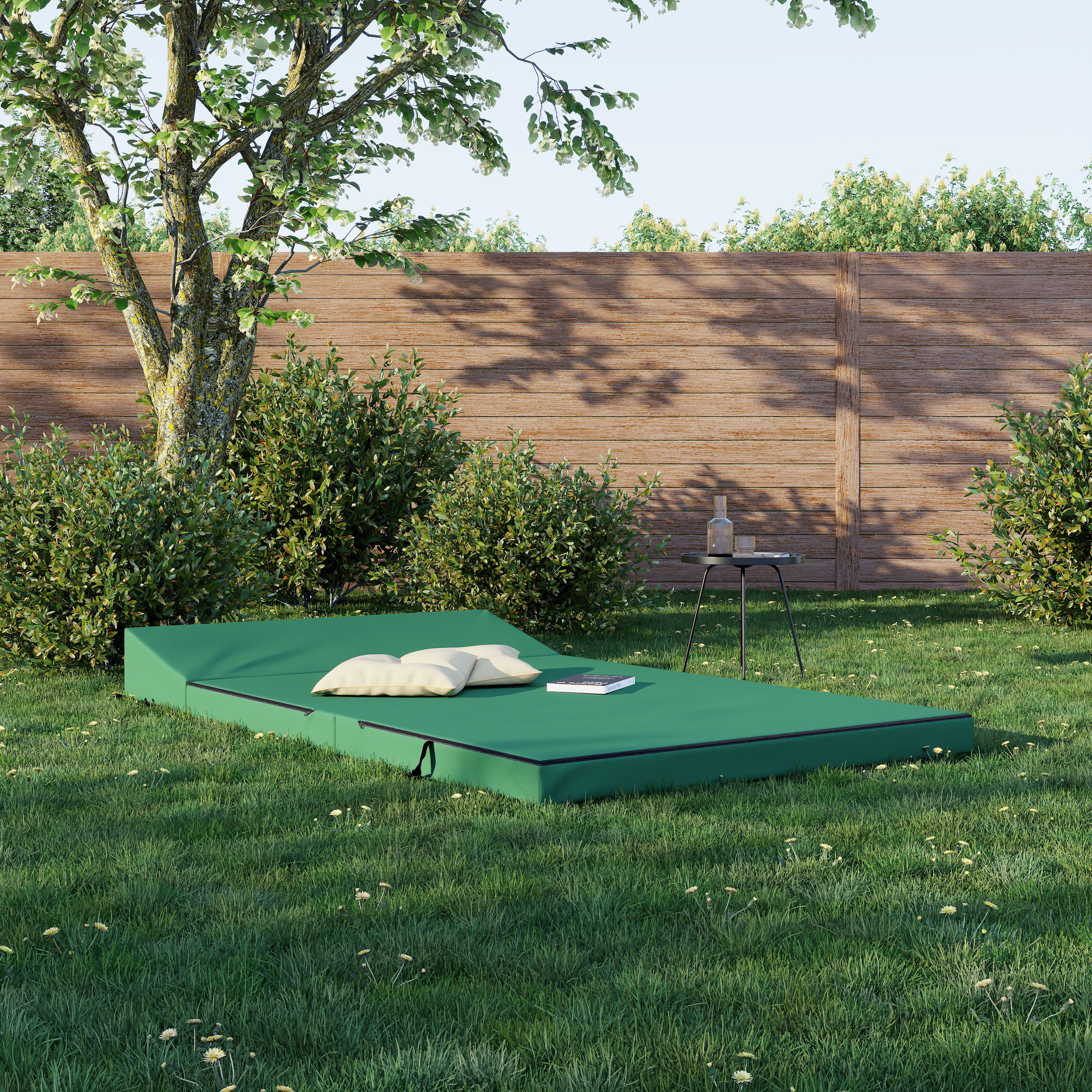 Rozkládací zahradní pohovka SUZI GARDEN ZELENÁ voděodolná 120x200 výška 9 cm