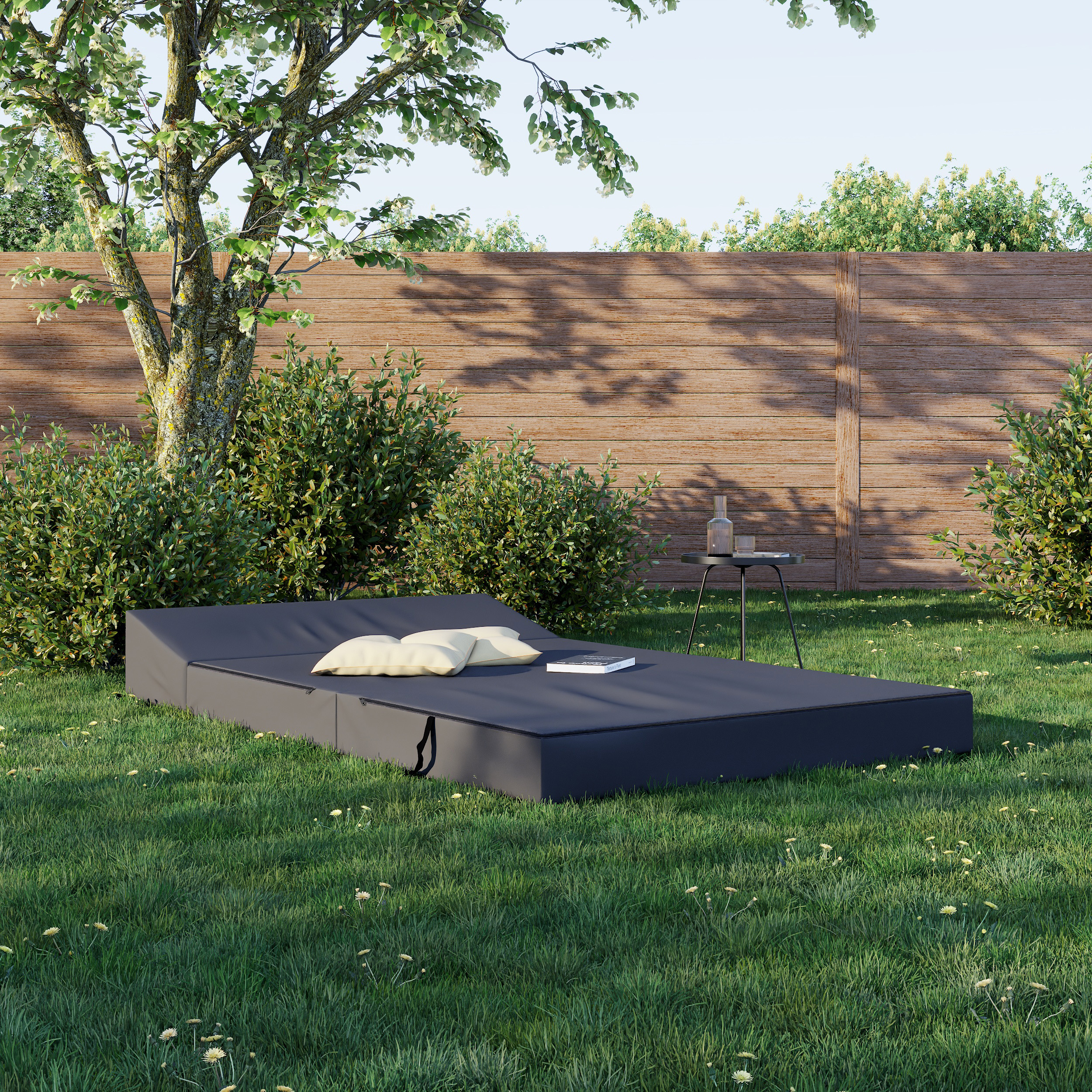 Rozkládací zahradní pohovka SUZI GARDEN ČERNÁ voděodolná 120x200 výška 14 cm