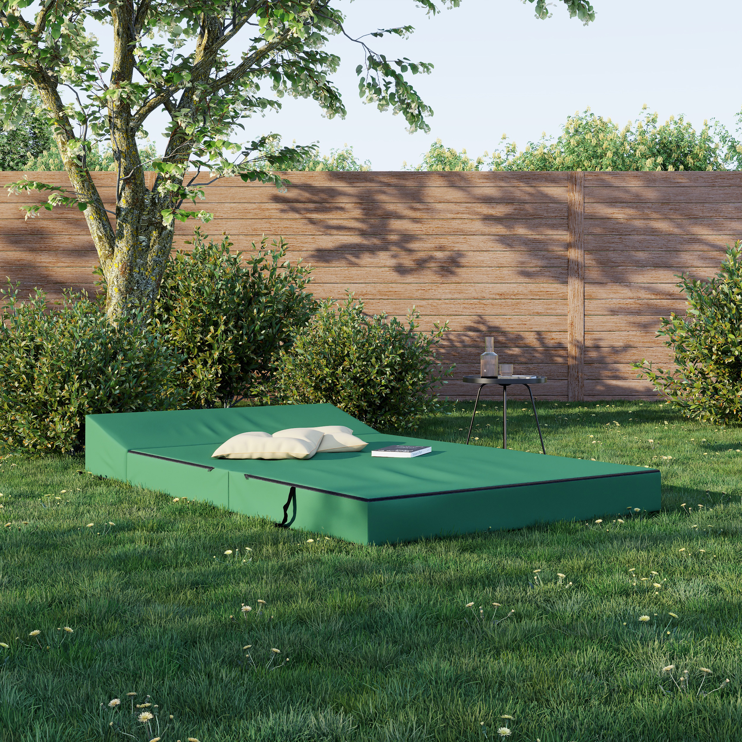 Rozkládací zahradní pohovka SUZI GARDEN ZELENÁ voděodolná 120x200 výška 14 cm