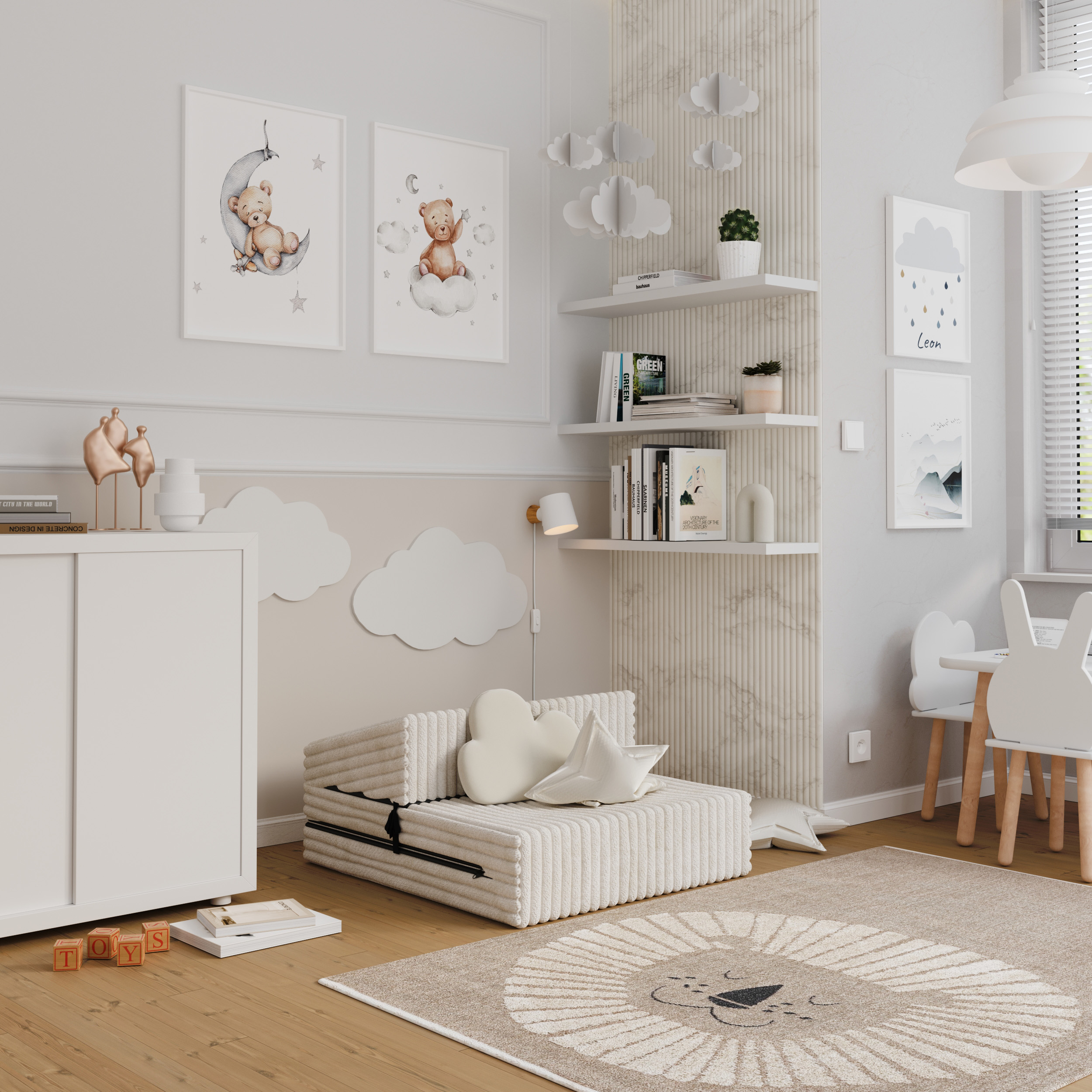 Rozkládací pohovka SUZI BÍLÁ SZTRUKS 70x200 výška 9 cm