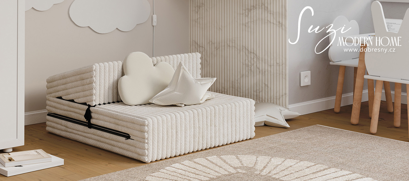 Rozkládací pohovka SUZI BÍLÁ SZTRUKS 70x200 výška 9 cm