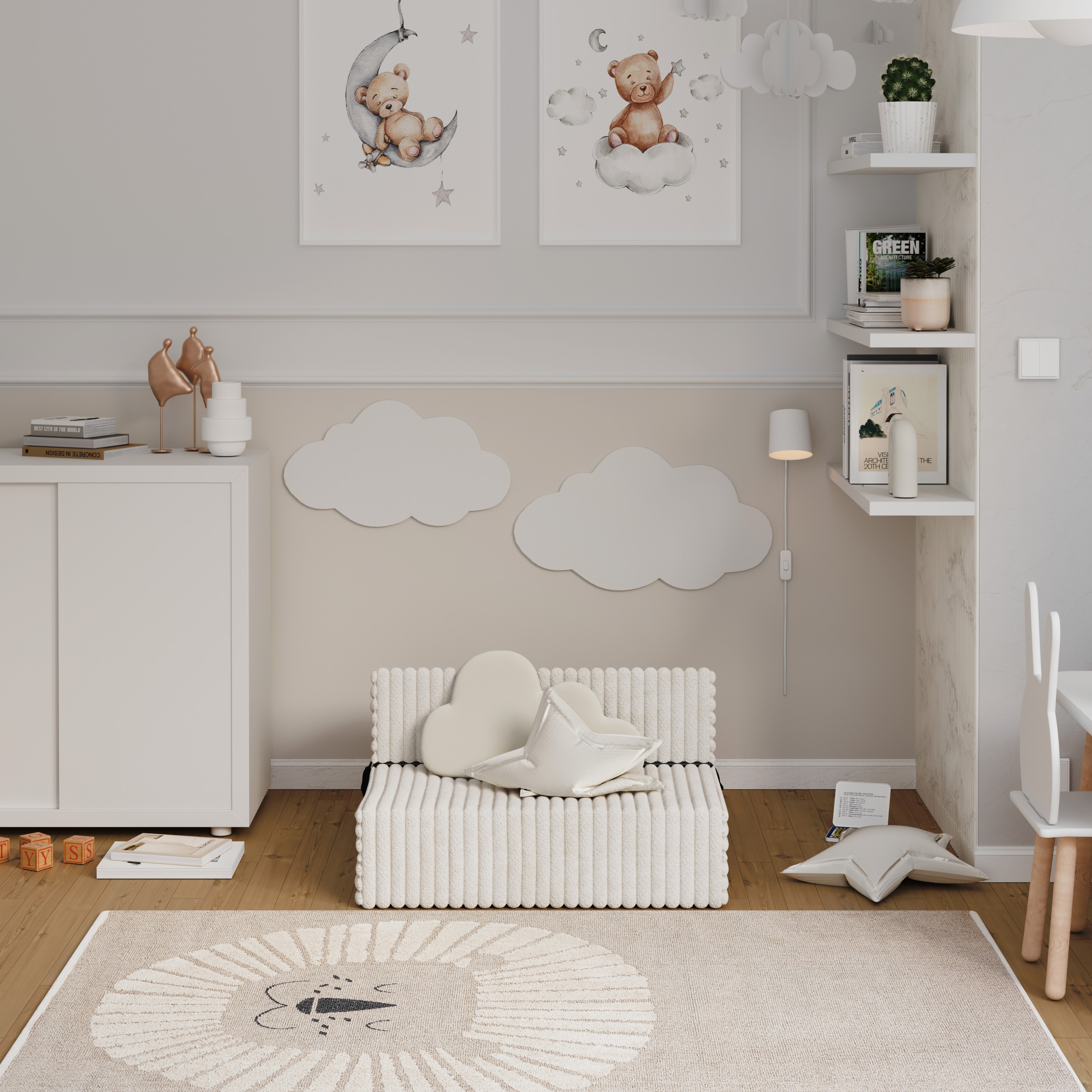 Rozkládací pohovka SUZI BÍLÁ SZTRUKS 70x200 výška 9 cm