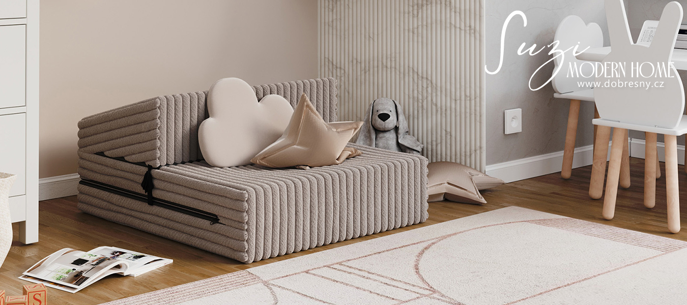 Rozkládací pohovka SUZI BÉŽOVÁ SZTRUKS 70x200 výška 9 cm