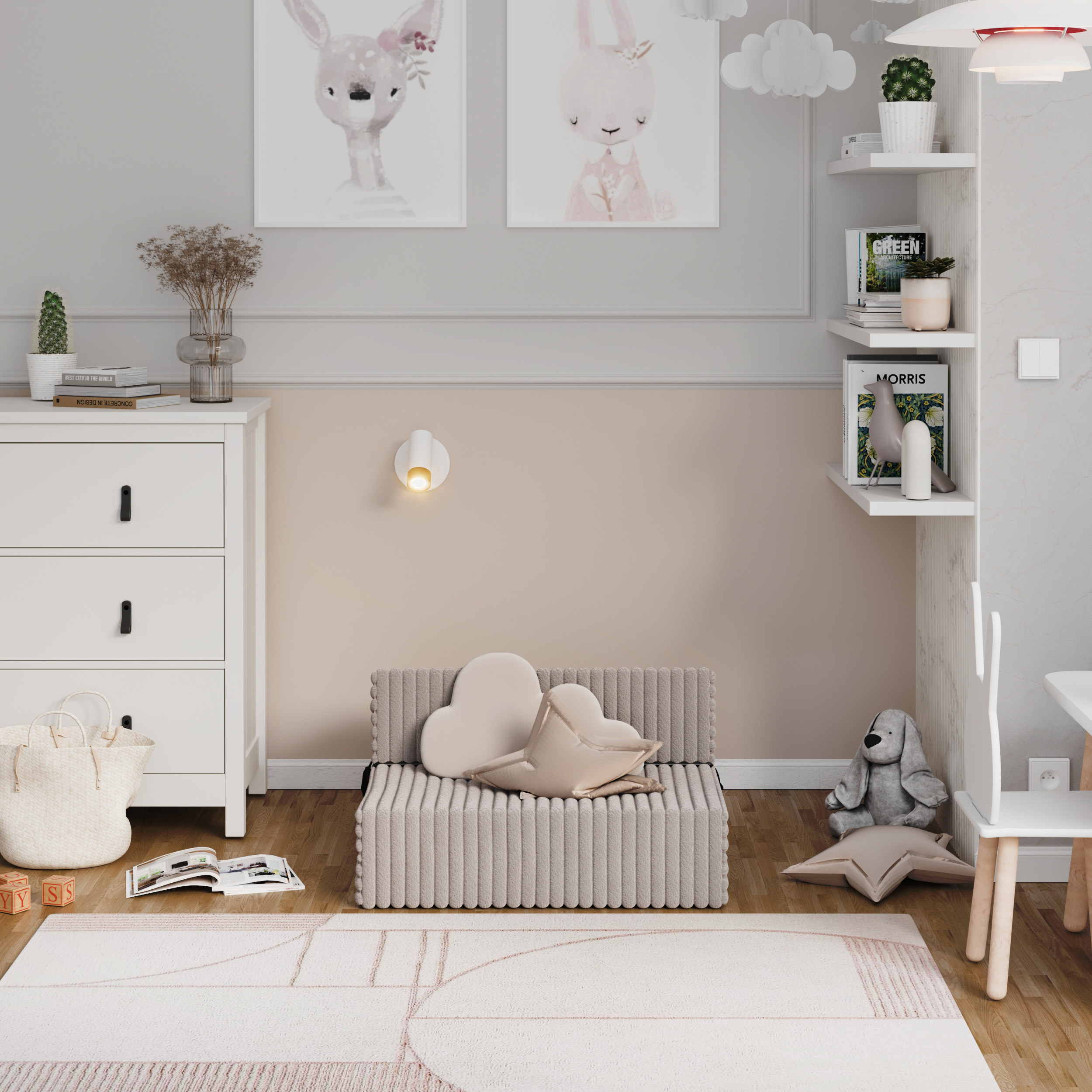 Rozkládací pohovka SUZI BÉŽOVÁ SZTRUKS 70x200 výška 9 cm