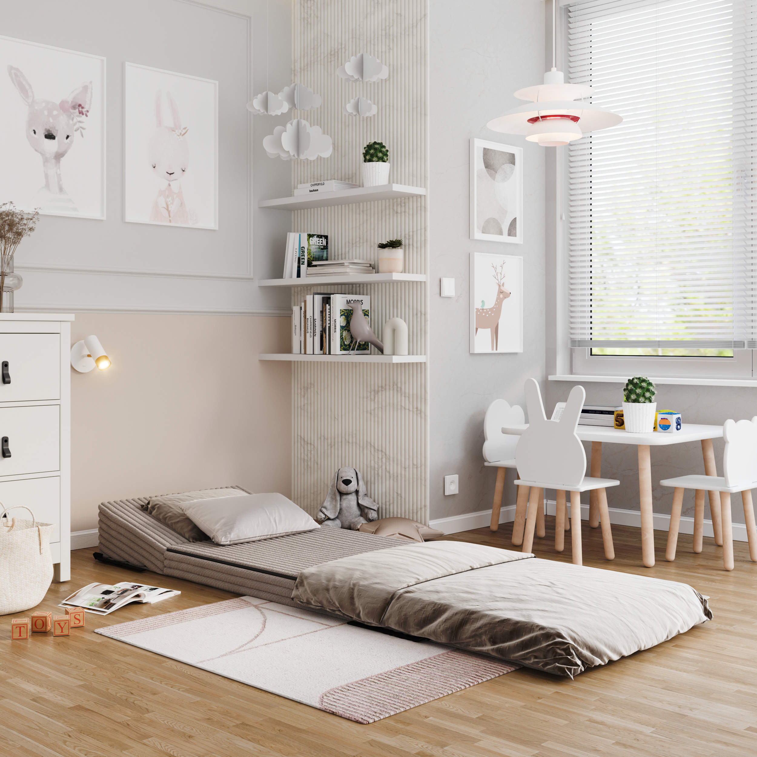 Rozkládací pohovka SUZI BÉŽOVÁ SZTRUKS 70x200 výška 9 cm