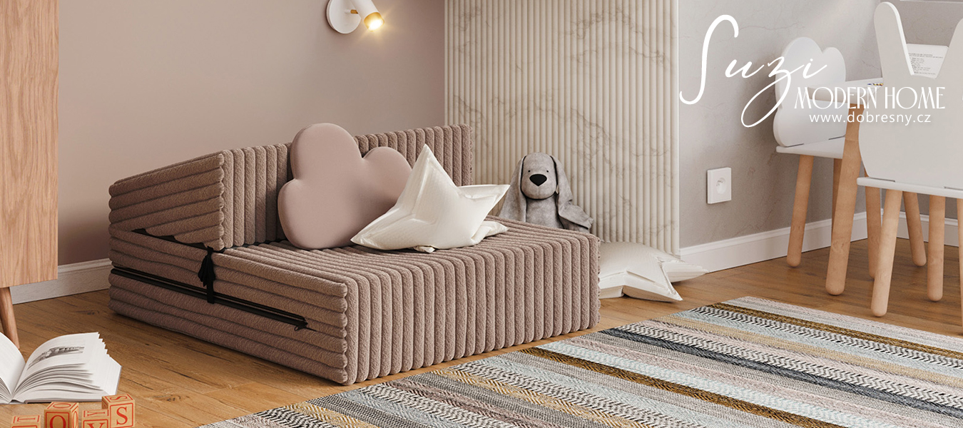 Rozkládací pohovka SUZI HNĚDÁ SZTRUKS 70x200 výška 9 cm