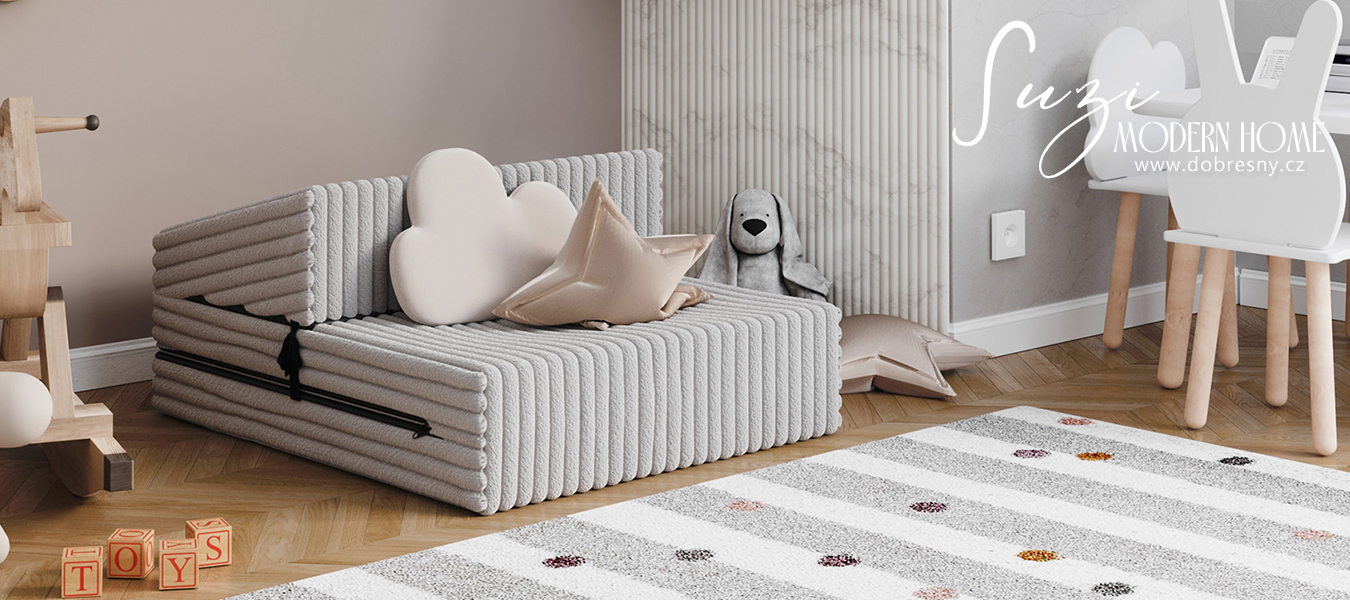 Rozkládací pohovka SUZI ŠEDÁ SZTRUKS 70x200 výška 9 cm