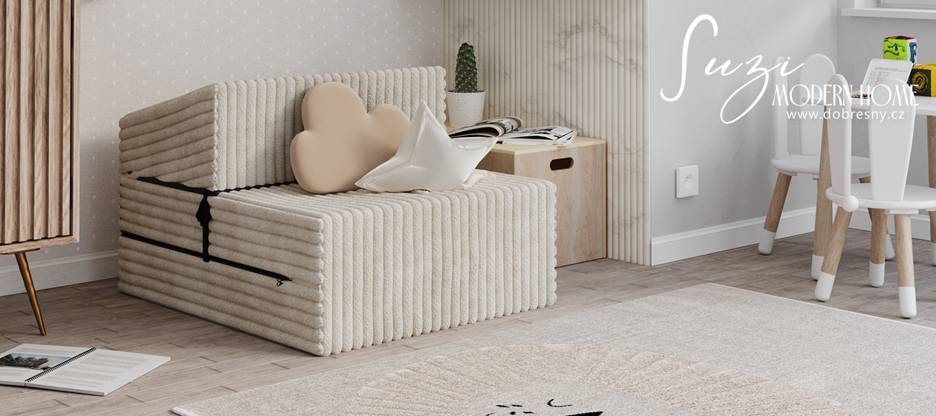 Rozkládací pohovka SUZI BÍLÁ SZTRUKS 70x200 výška 14 cm