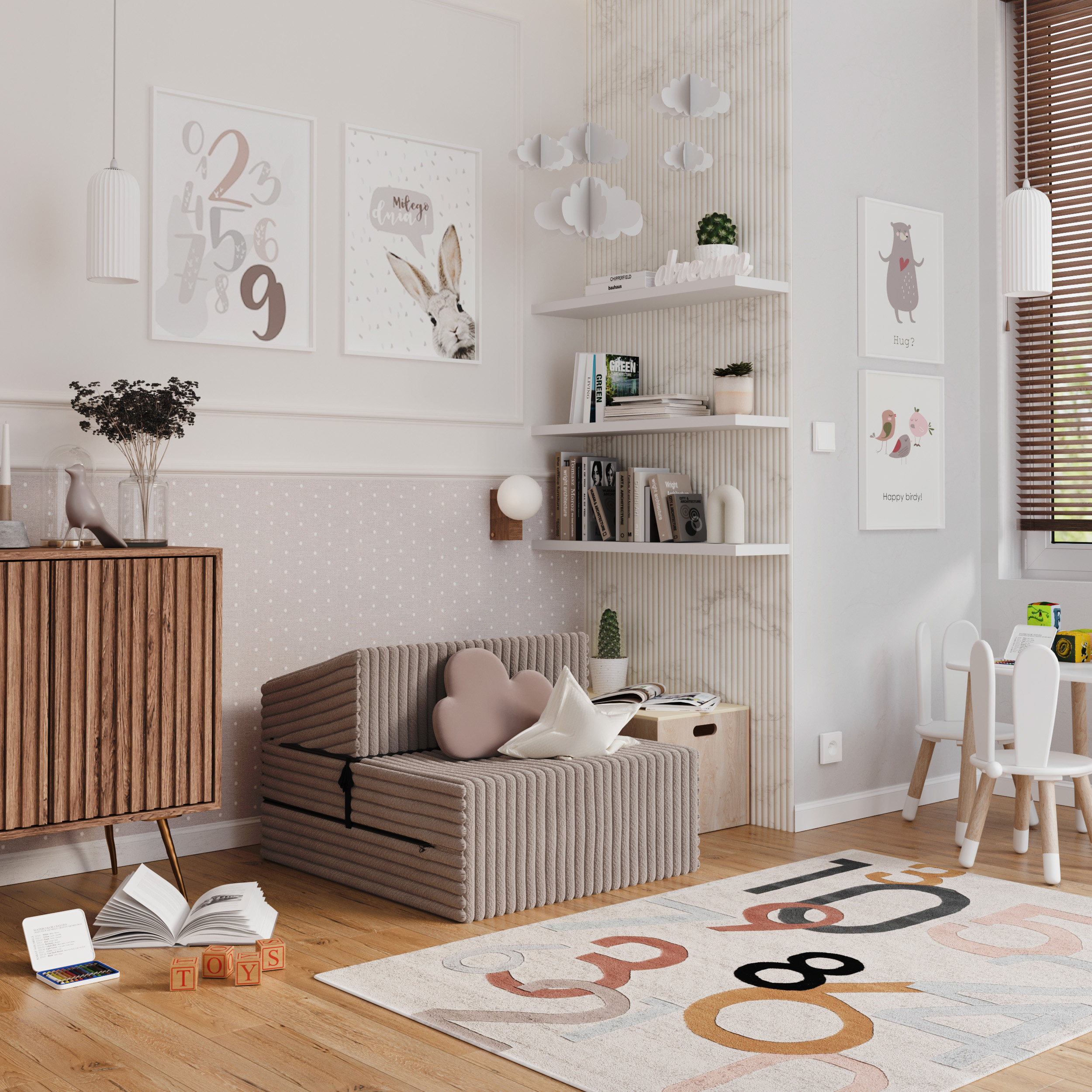 Rozkládací pohovka SUZI BÉŽOVÁ SZTRUKS 70x200 výška 14 cm