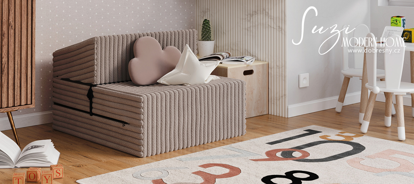 Rozkládací pohovka SUZI BÉŽOVÁ SZTRUKS 70x200 výška 14 cm