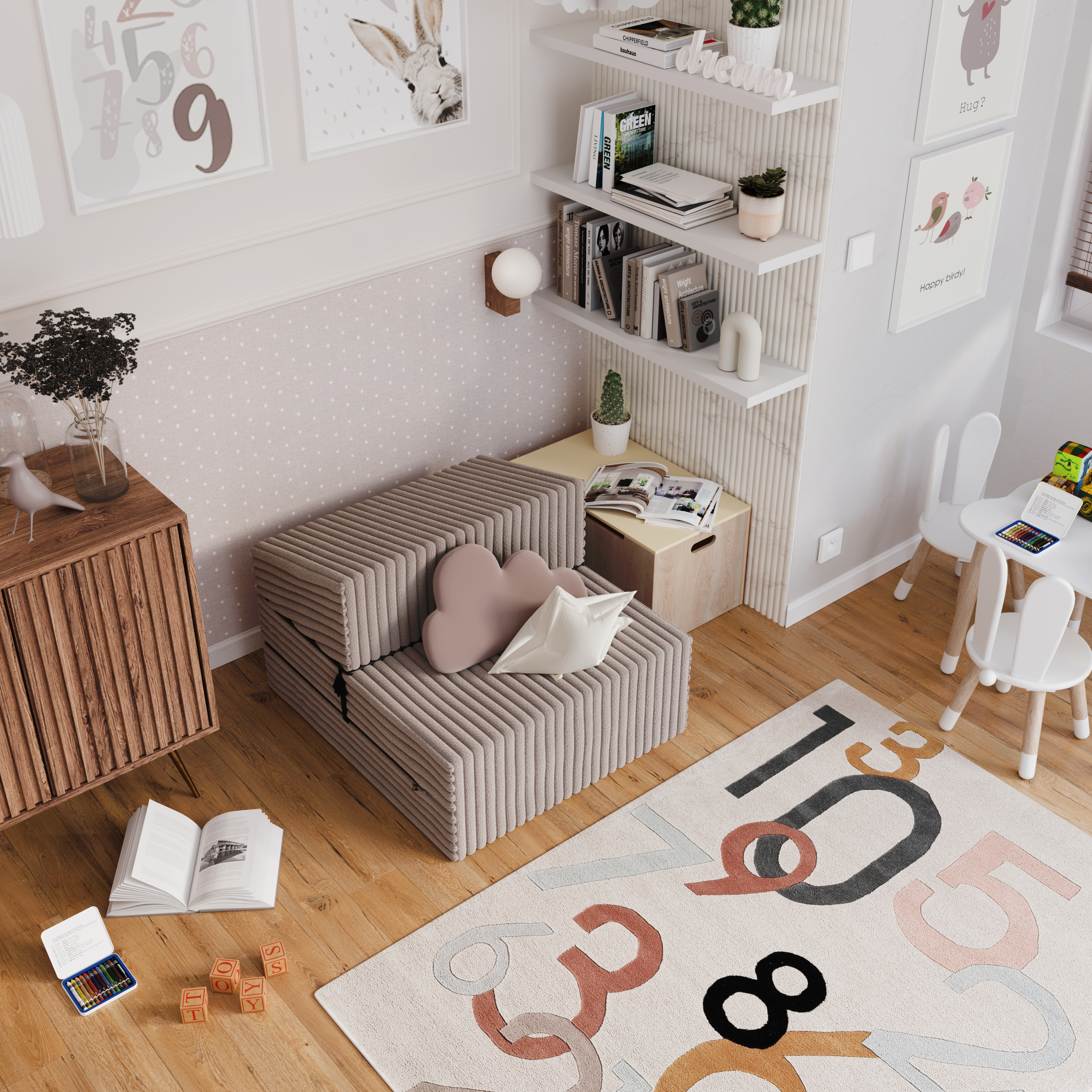 Rozkládací pohovka SUZI BÉŽOVÁ SZTRUKS 70x200 výška 14 cm