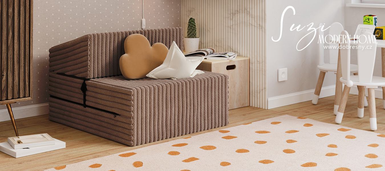 Rozkládací pohovka SUZI HNĚDÁ SZTRUKS 70x200 výška 14 cm