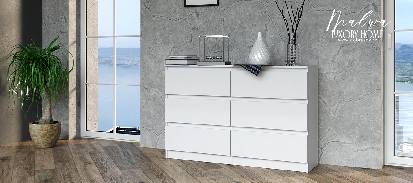 Komoda MALWA M6 120cm BÍLÁ matná