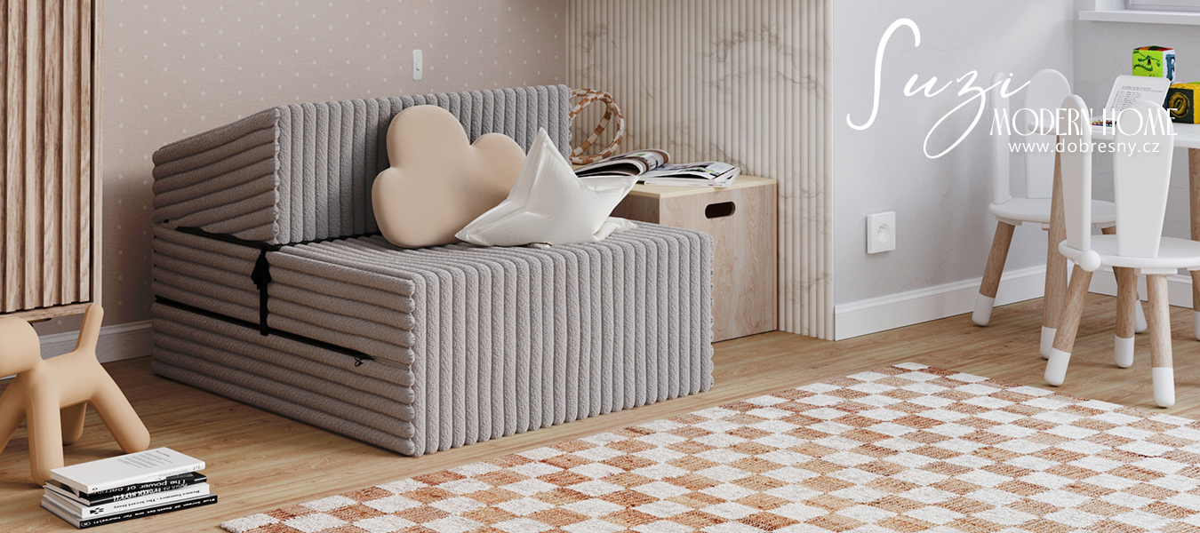 Rozkládací pohovka SUZI ŠEDÁ SZTRUKS 70x200 výška 14 cm