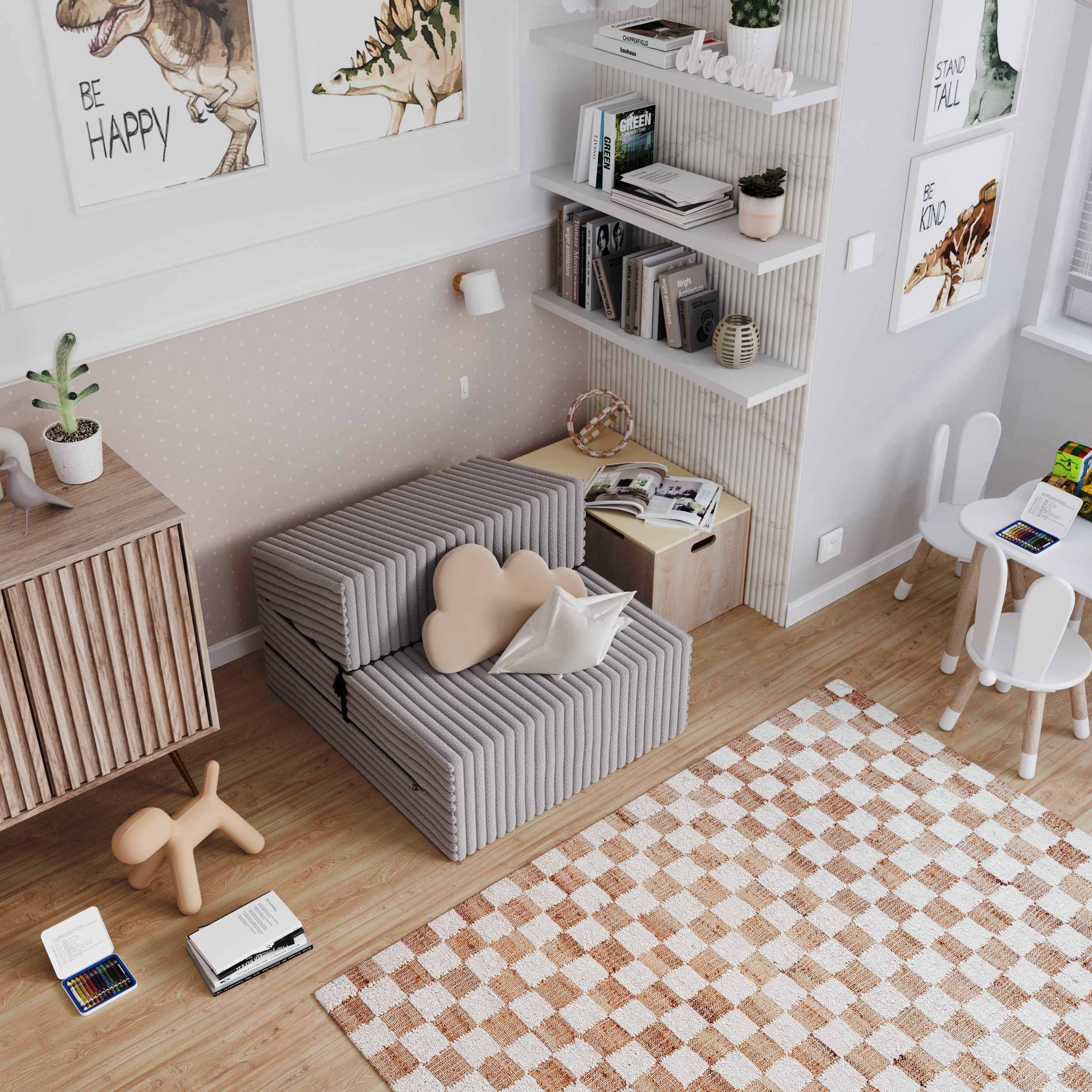 Rozkládací pohovka SUZI ŠEDÁ SZTRUKS 70x200 výška 14 cm