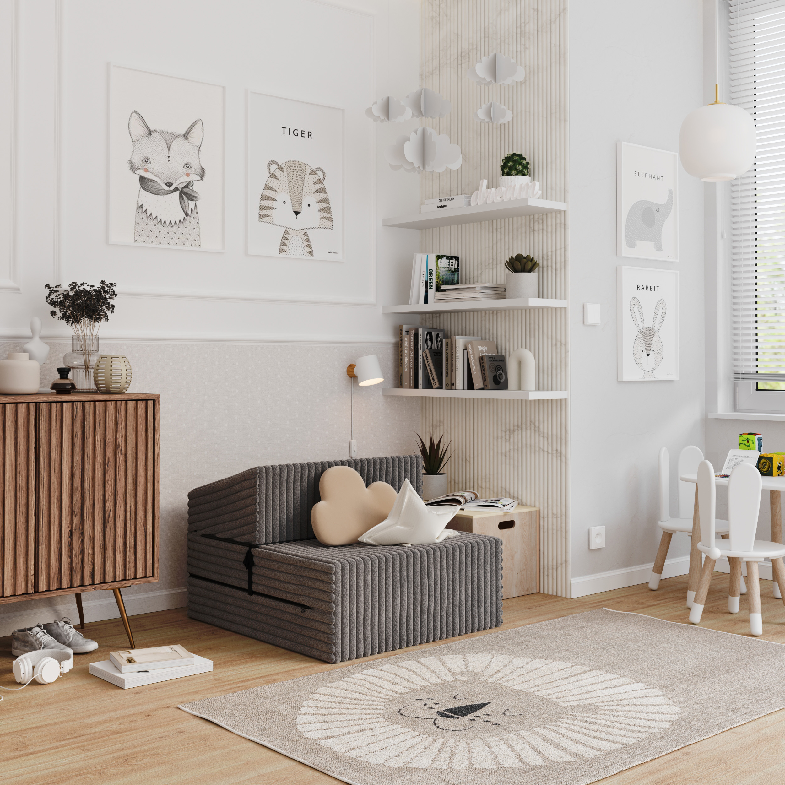 Rozkládací pohovka SUZI TMAVĚ ŠEDÁ SZTRUKS 70x200 výška 14 cm