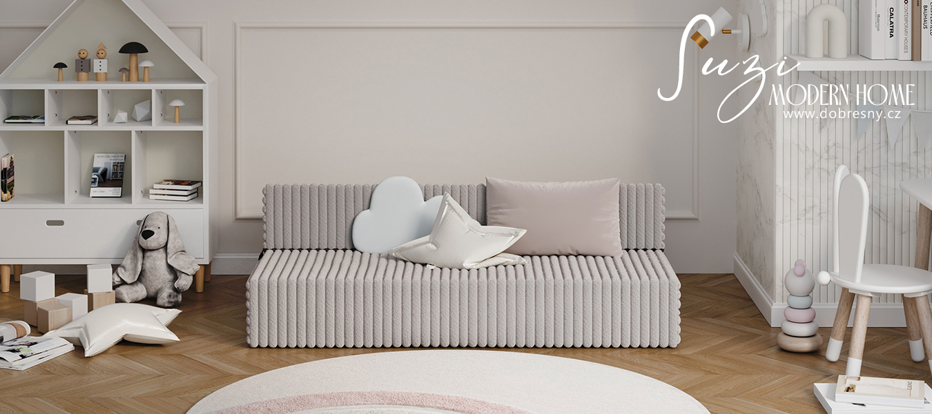 Rozkládací pohovka SUZI ŠEDÁ SZTRUKS 120x200 výška 9 cm