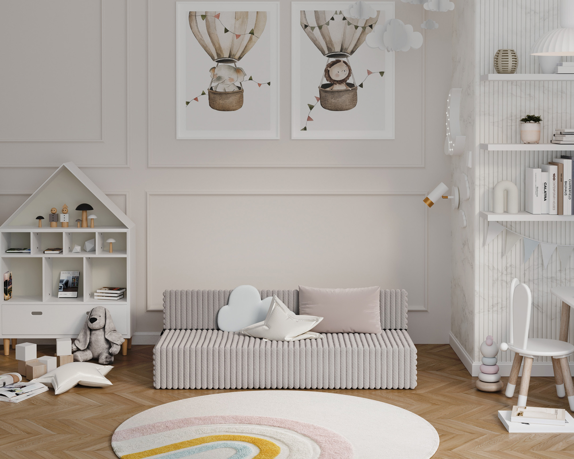 Rozkládací pohovka SUZI ŠEDÁ SZTRUKS 120x200 výška 9 cm