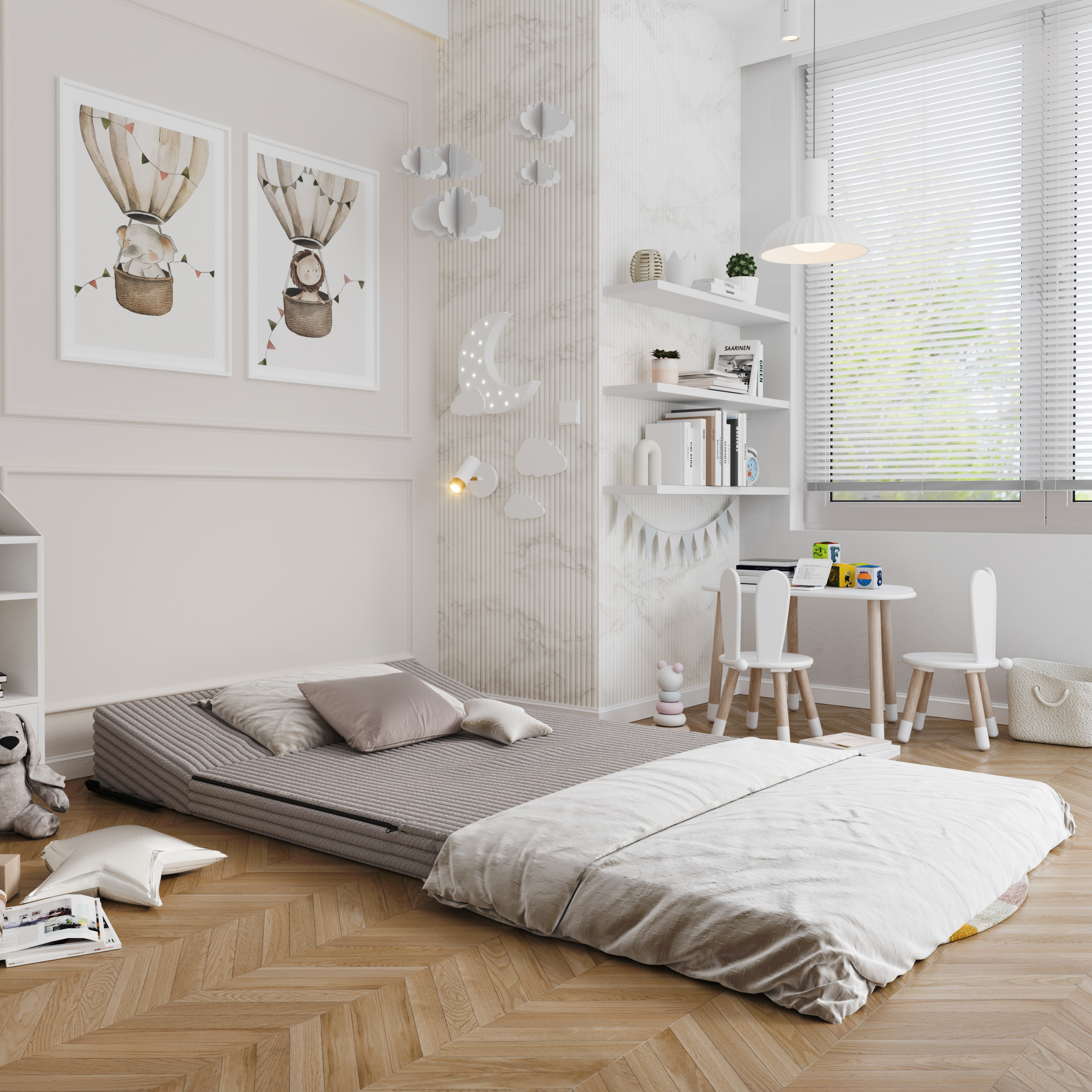 Rozkládací pohovka SUZI ŠEDÁ SZTRUKS 120x200 výška 9 cm