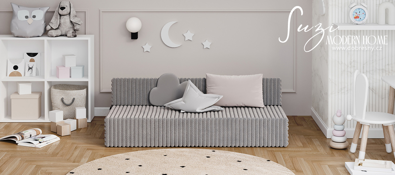 Rozkládací pohovka SUZI TMAVĚ ŠEDÁ SZTRUKS 120x200 výška 9 cm