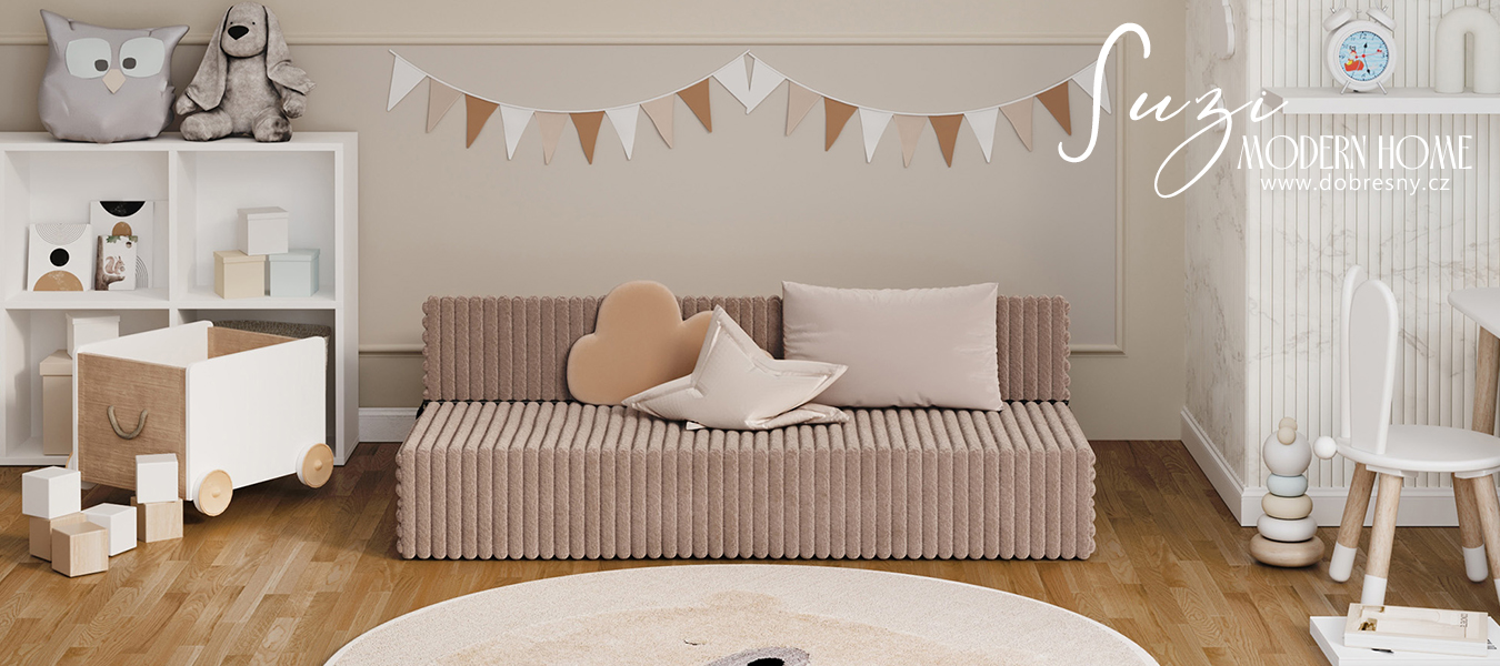 Rozkládací pohovka SUZI HNĚDÁ SZTRUKS 120x200 výška 9 cm