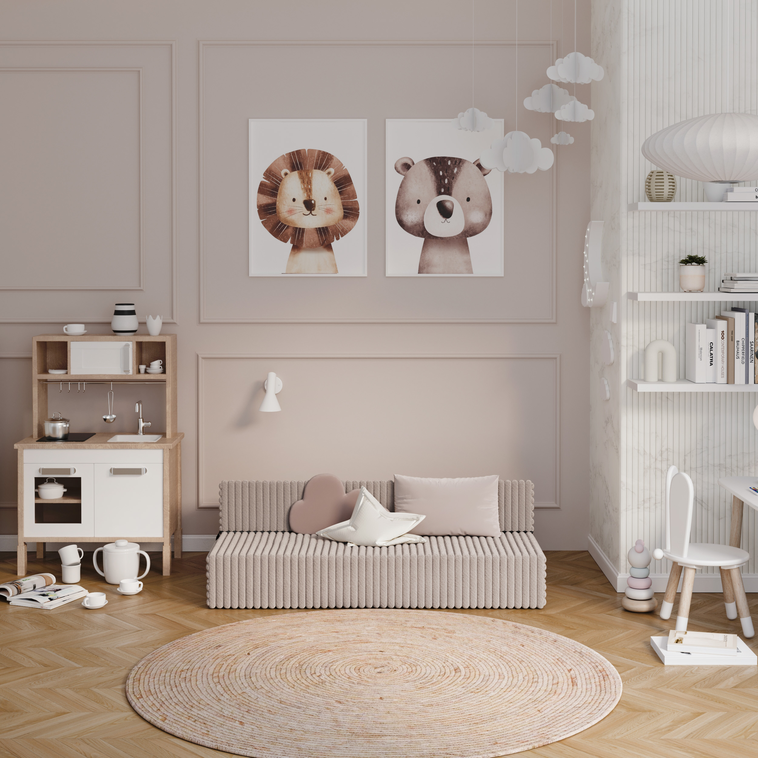 Rozkládací pohovka SUZI BÉŽOVÁ SZTRUKS 120x200 výška 9 cm